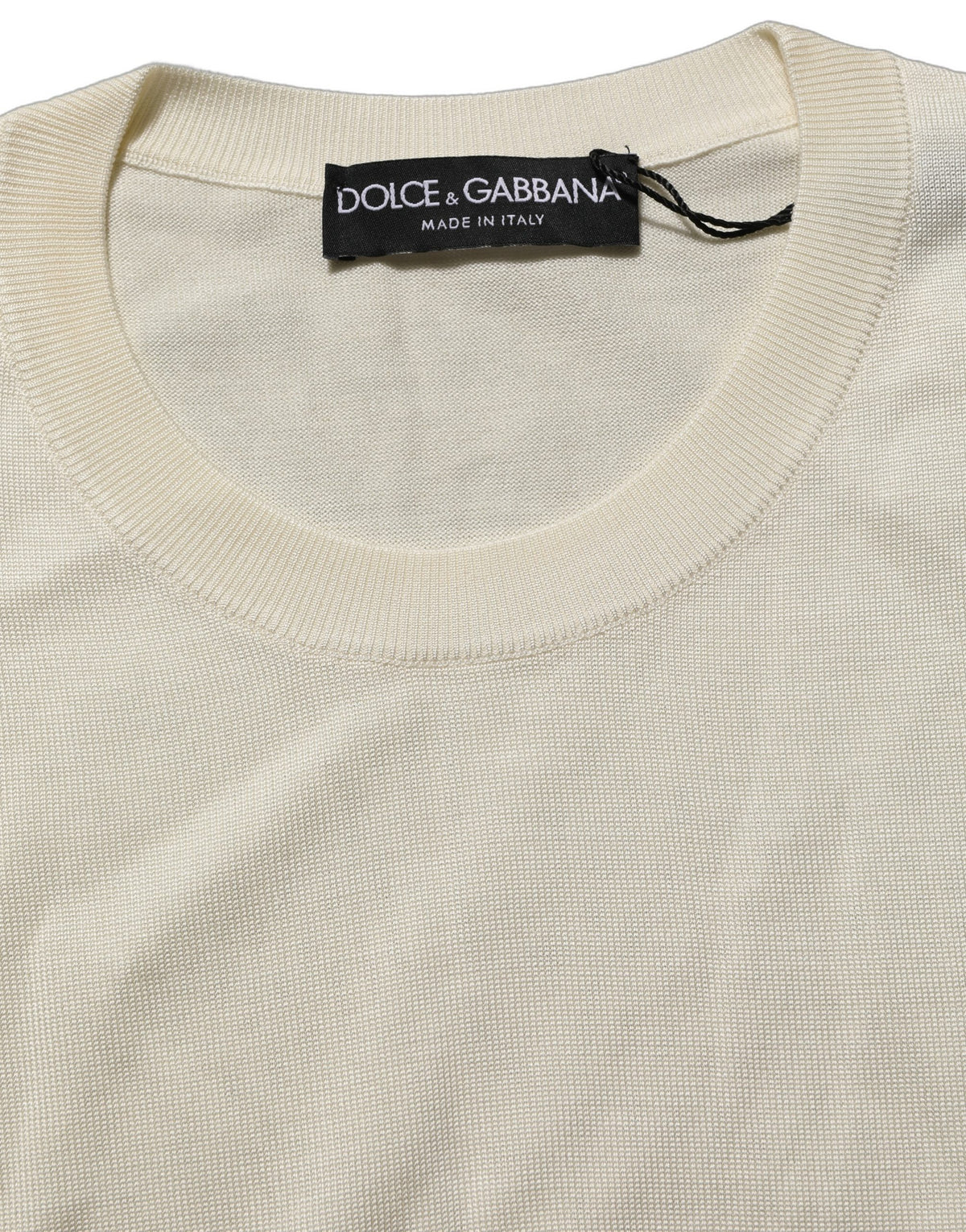 Dolce & Gabbana Off White 3/4 Sleeves Crewneck Pullover Women's Sweater