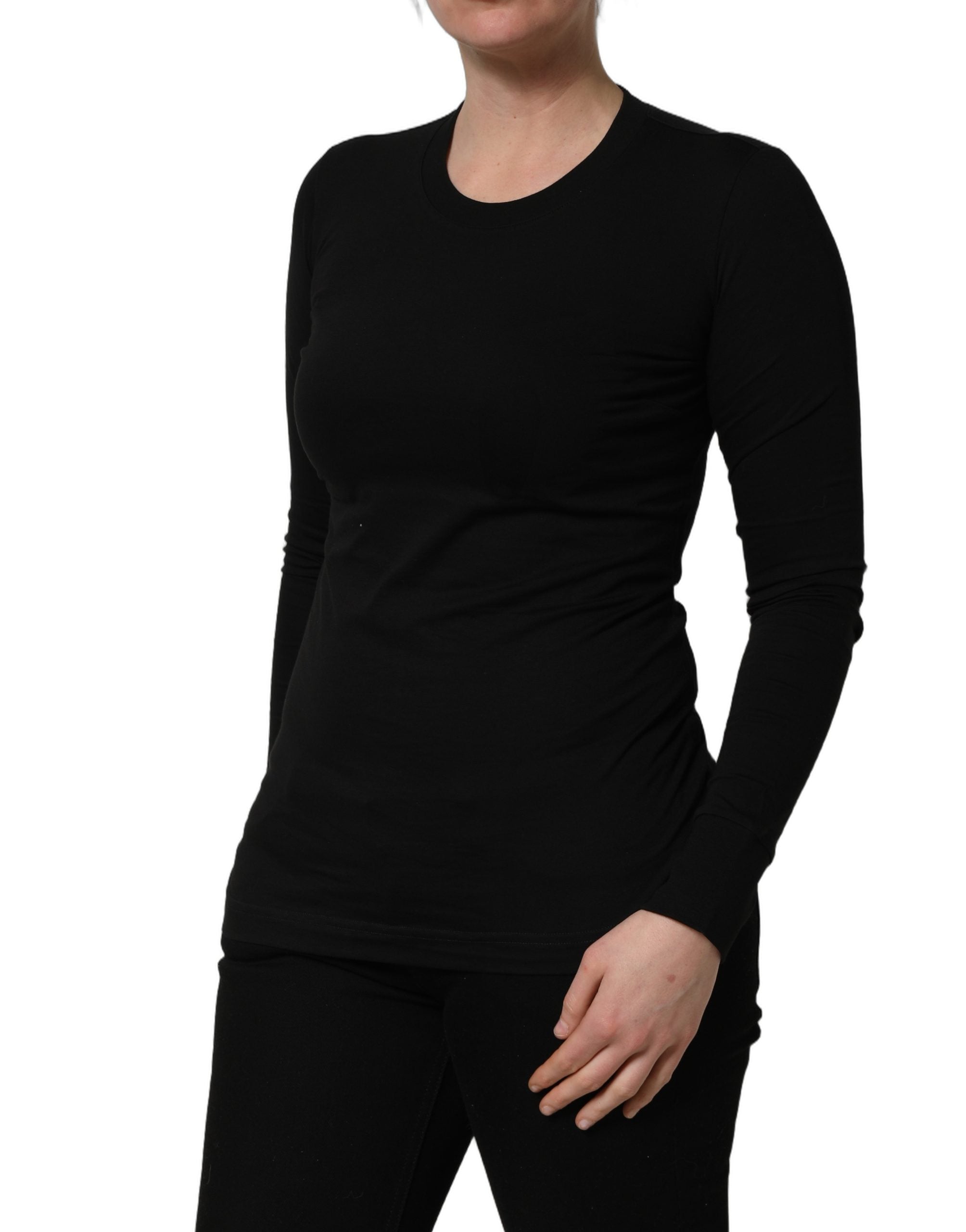 Dolce & Gabbana Black Long Sleeves Crew Neck Pullover Women's Sweater