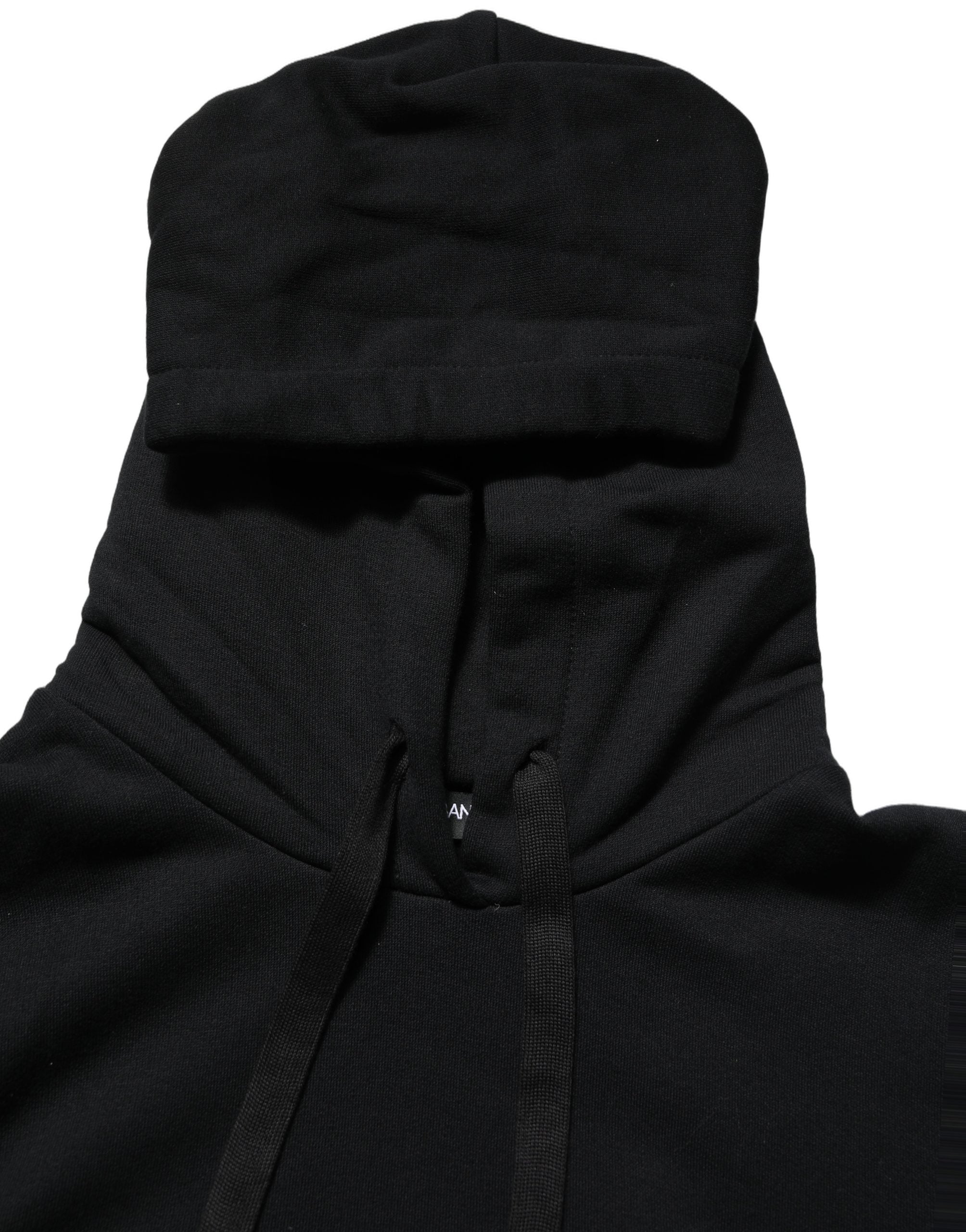 Dolce & Gabbana BlackWhite Appliqué Hooded Sweatshirt Women's Sweater