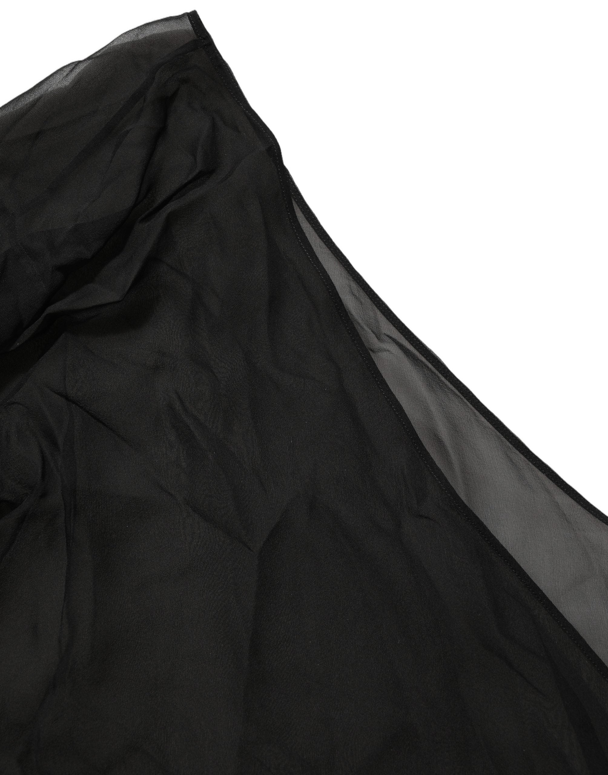 Dolce & Gabbana Black Wrap Sheer Chiffon One Shoulder Women's Top