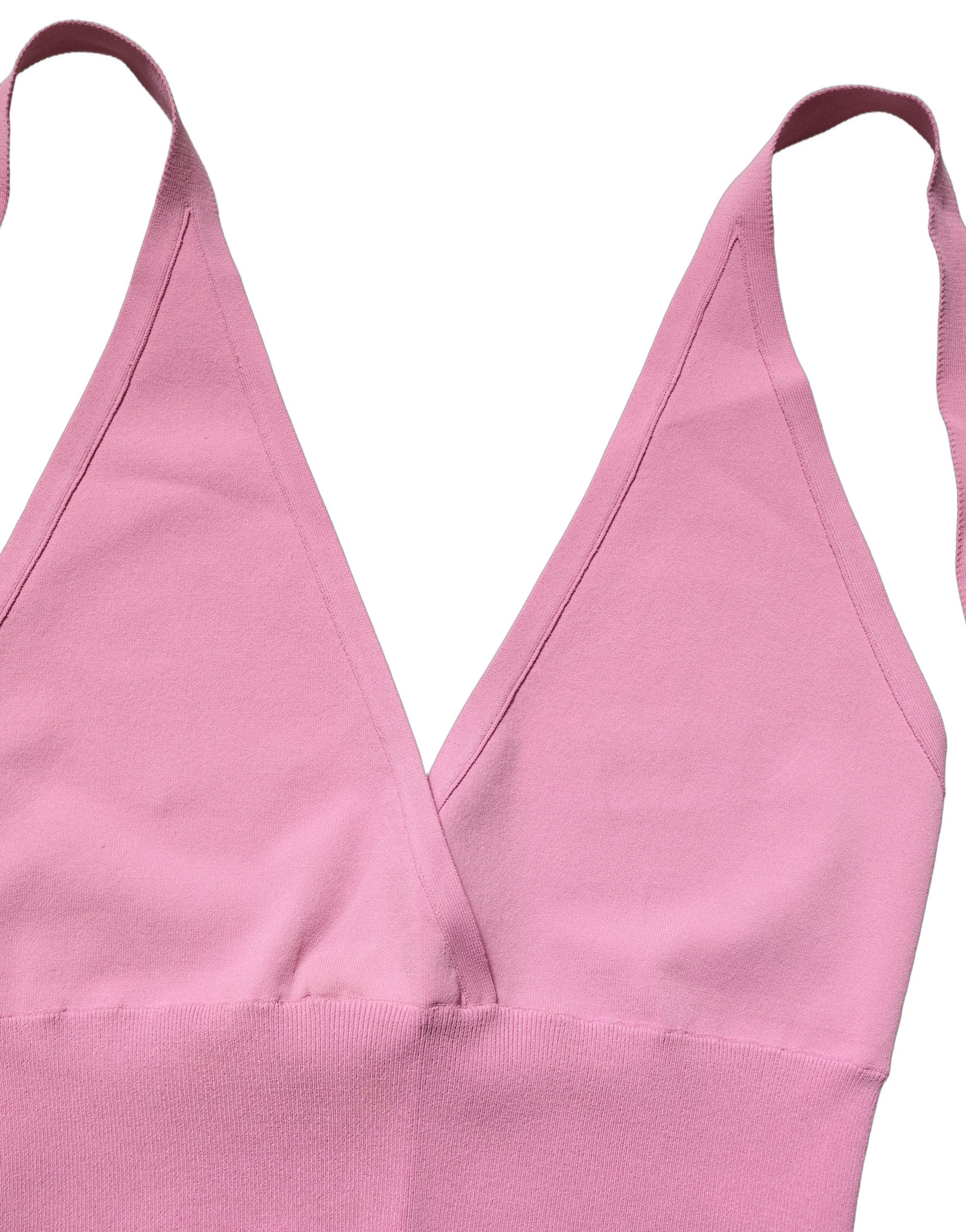 Dolce & Gabbana Pink Halter Neck Fitted Cropped Tank Women's Top (Pre-Owned)