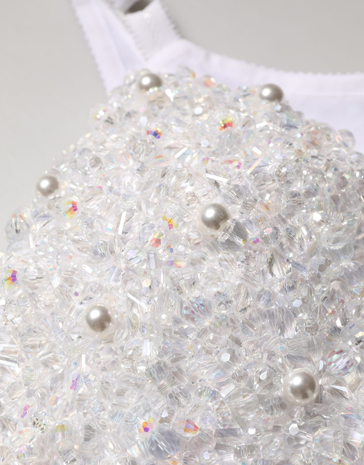 Dolce & Gabbana White Pearls Beaded Corset Bustier Crop Women's Top