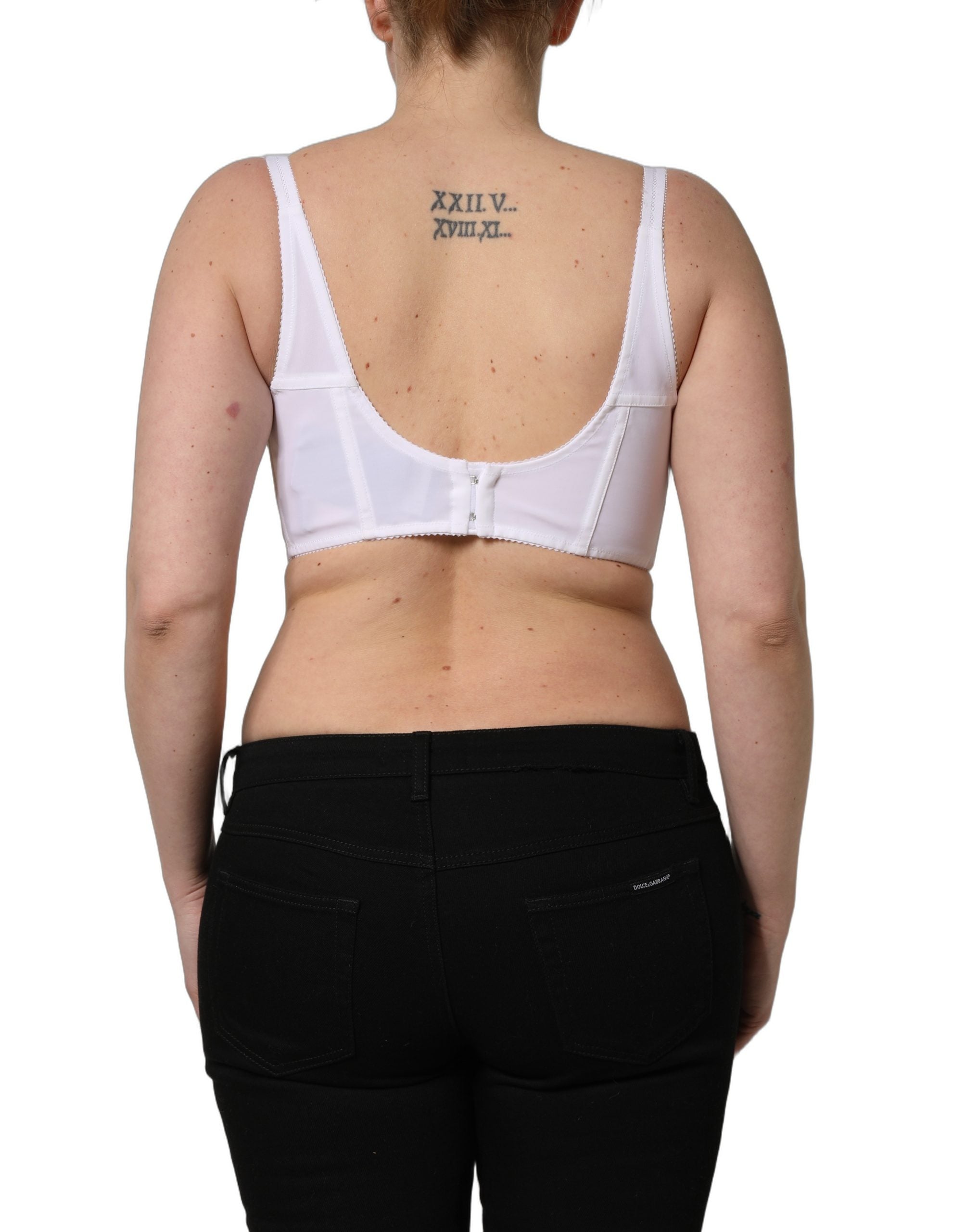Dolce & Gabbana White Pearls Beaded Corset Bustier Crop Women's Top