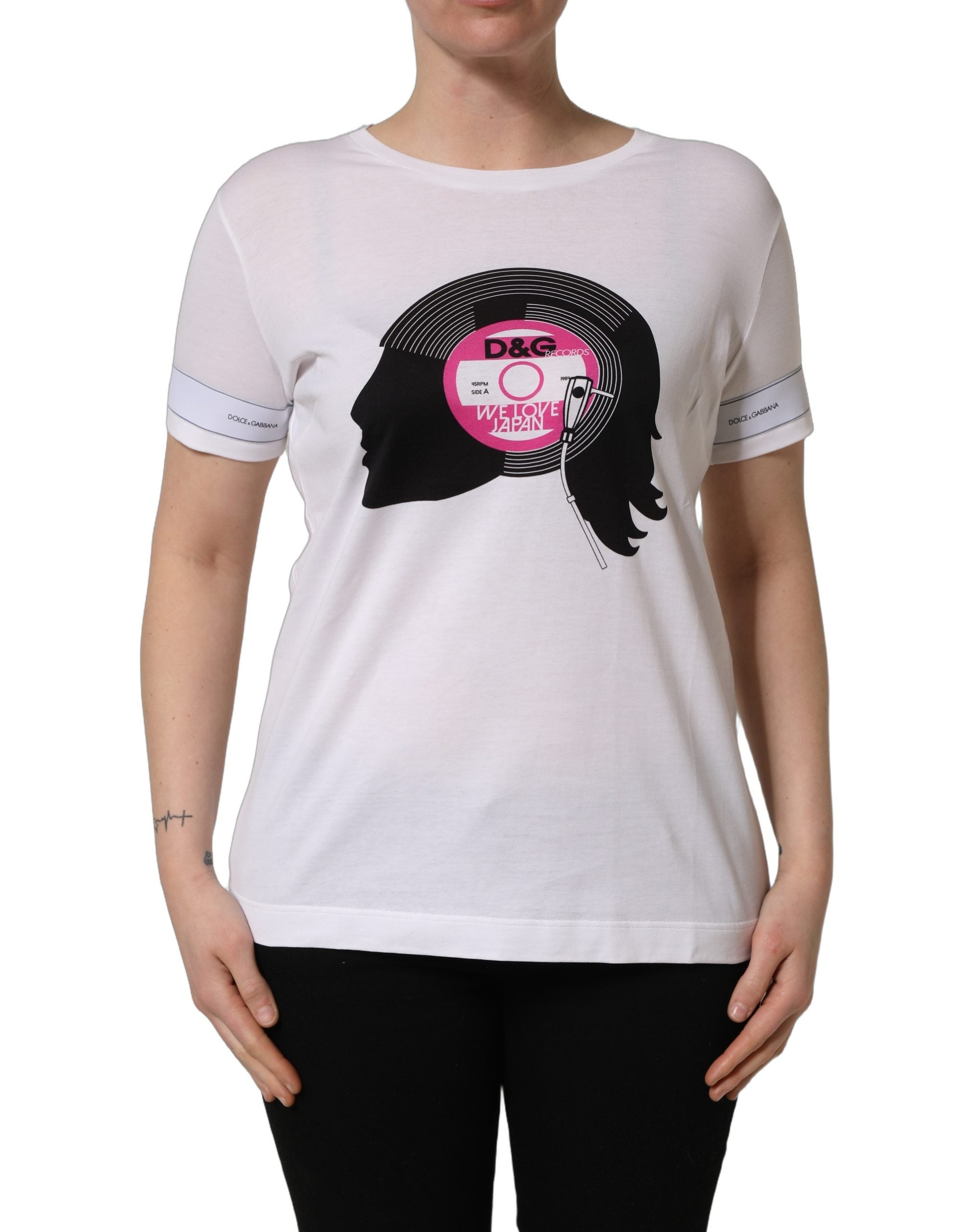 Dolce & Gabbana White D&G WE LOVE JAPAN Print Cotton Women's T-shirt (Pre-Owned)