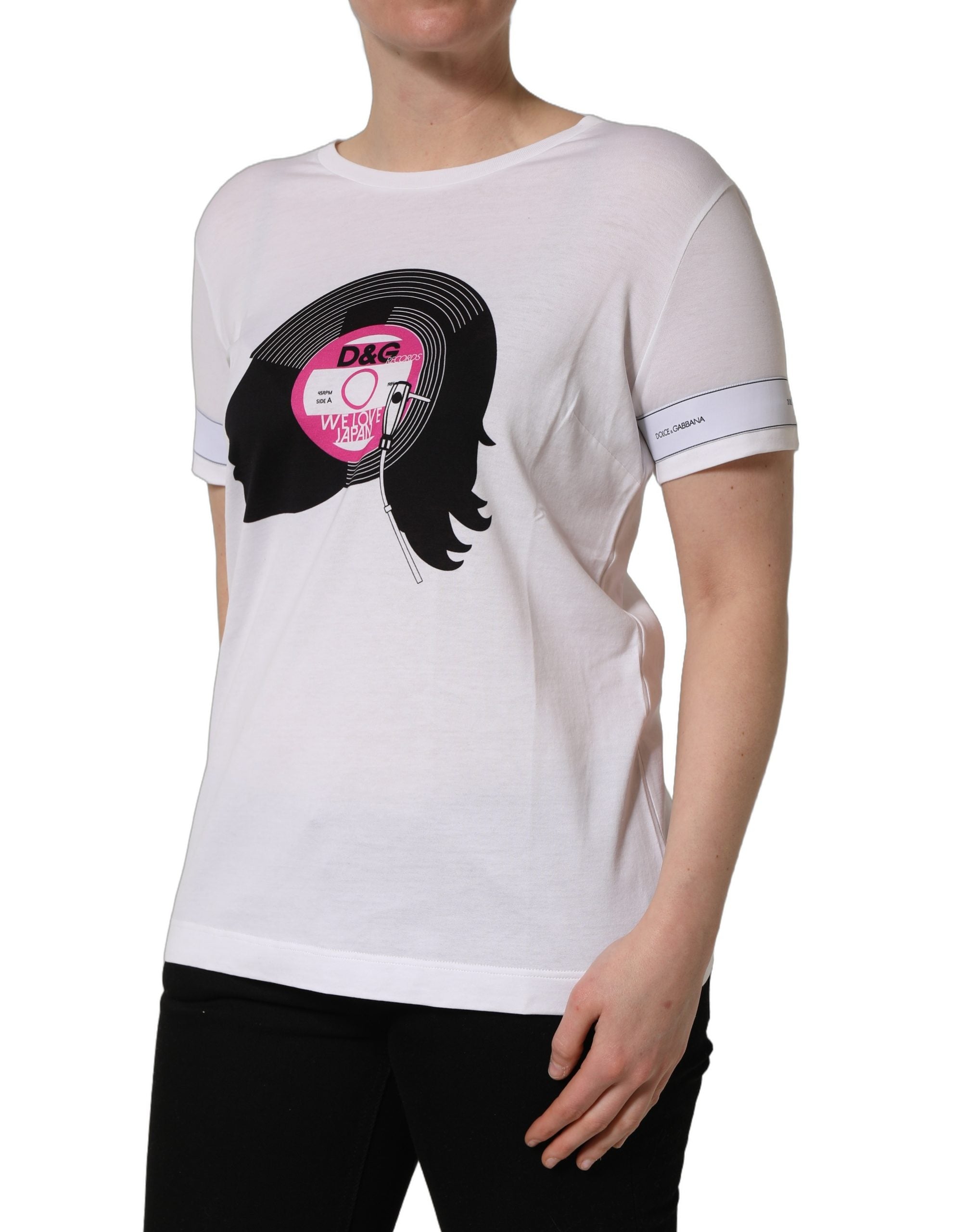 Dolce & Gabbana White D&G WE LOVE JAPAN Print Cotton Women's T-shirt (Pre-Owned)