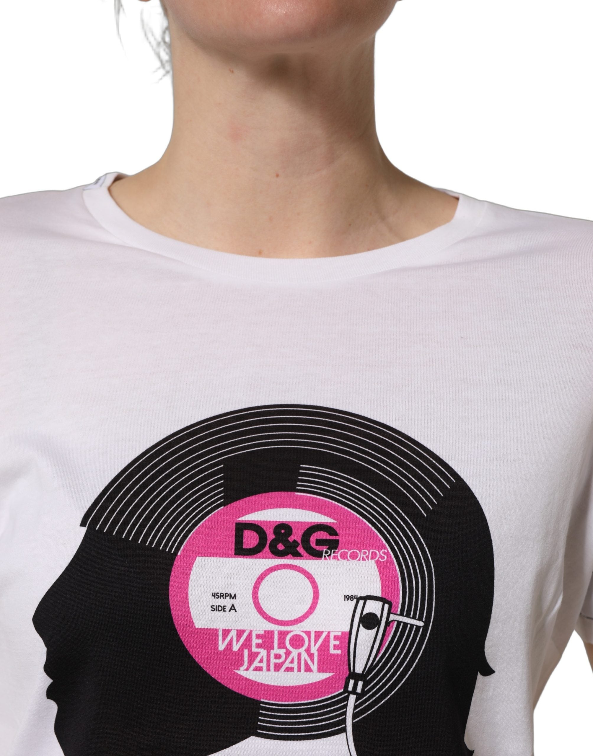 Dolce & Gabbana White D&G WE LOVE JAPAN Print Cotton Women's T-shirt (Pre-Owned)