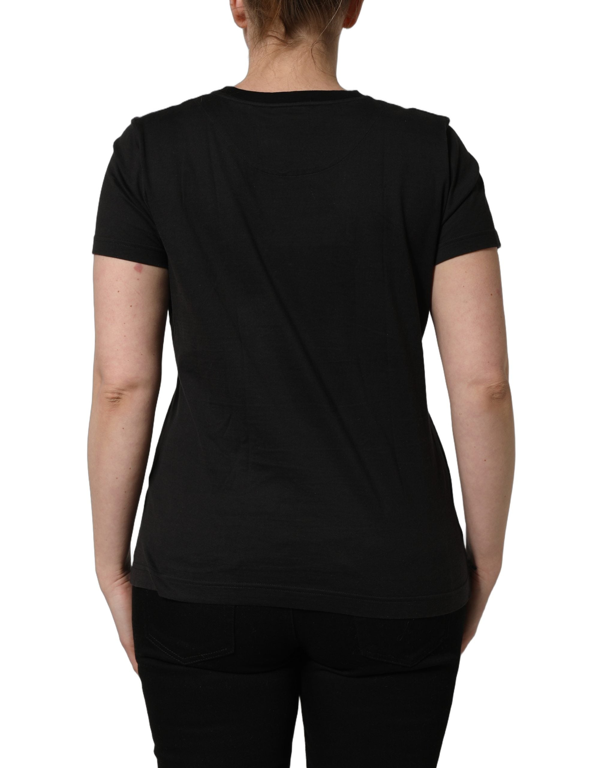 Dolce & Gabbana Black Tropical Jungle Round Neck Women's T-shirt (Pre-Owned)