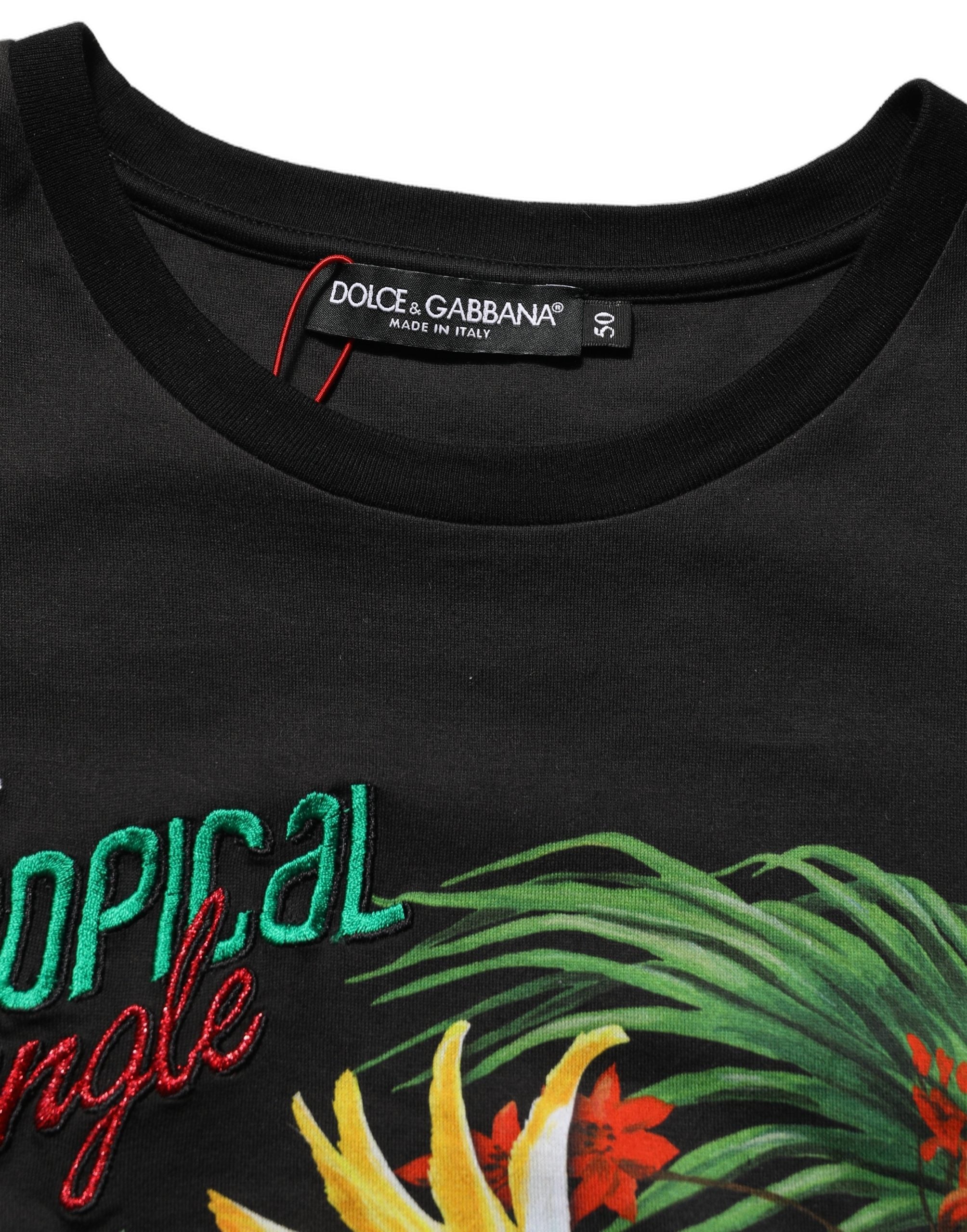 Dolce & Gabbana Black Tropical Jungle Round Neck Women's T-shirt (Pre-Owned)