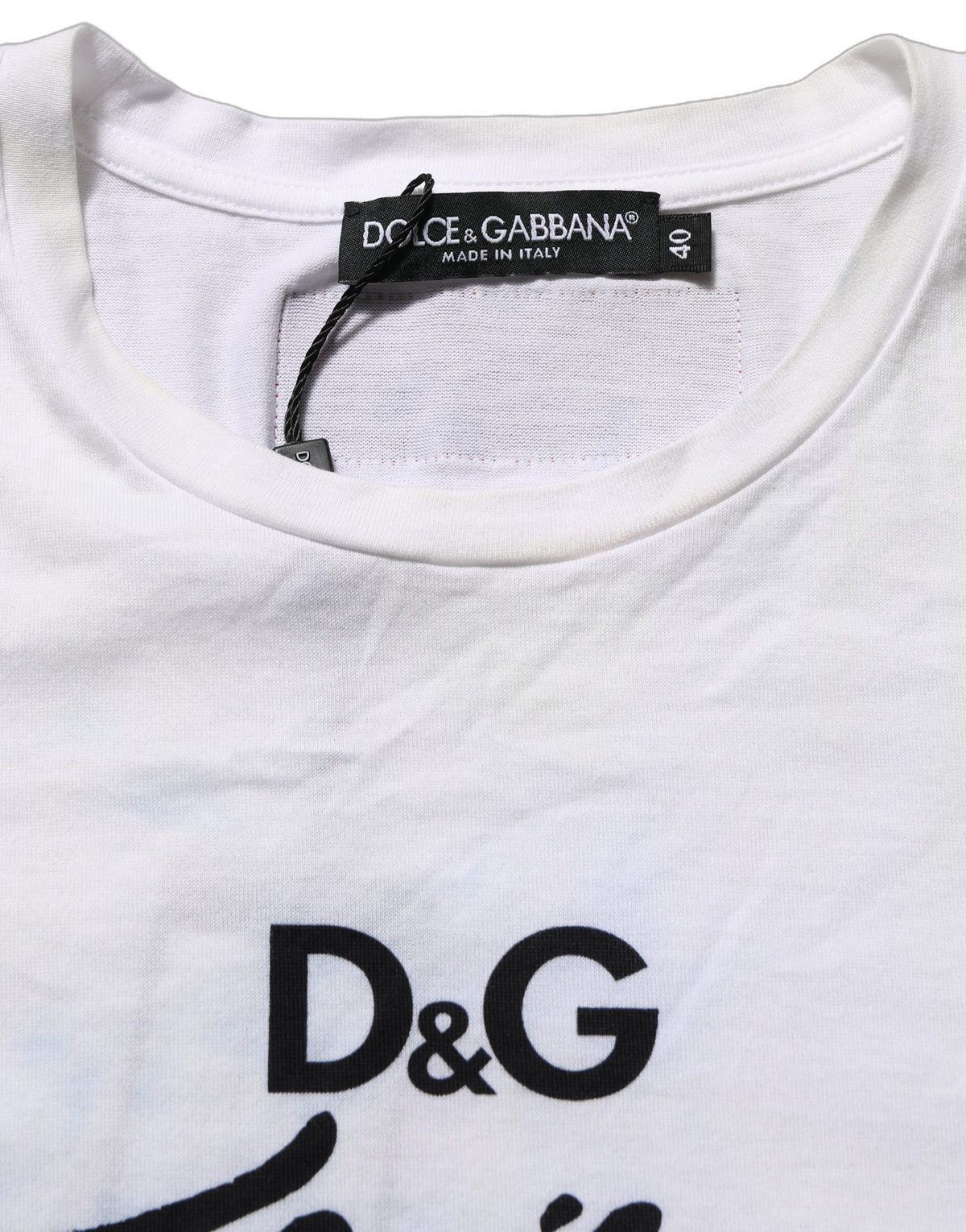 Dolce & Gabbana White D&G is Flowers Print Round Neck Women's T-shirt (Pre-Owned)