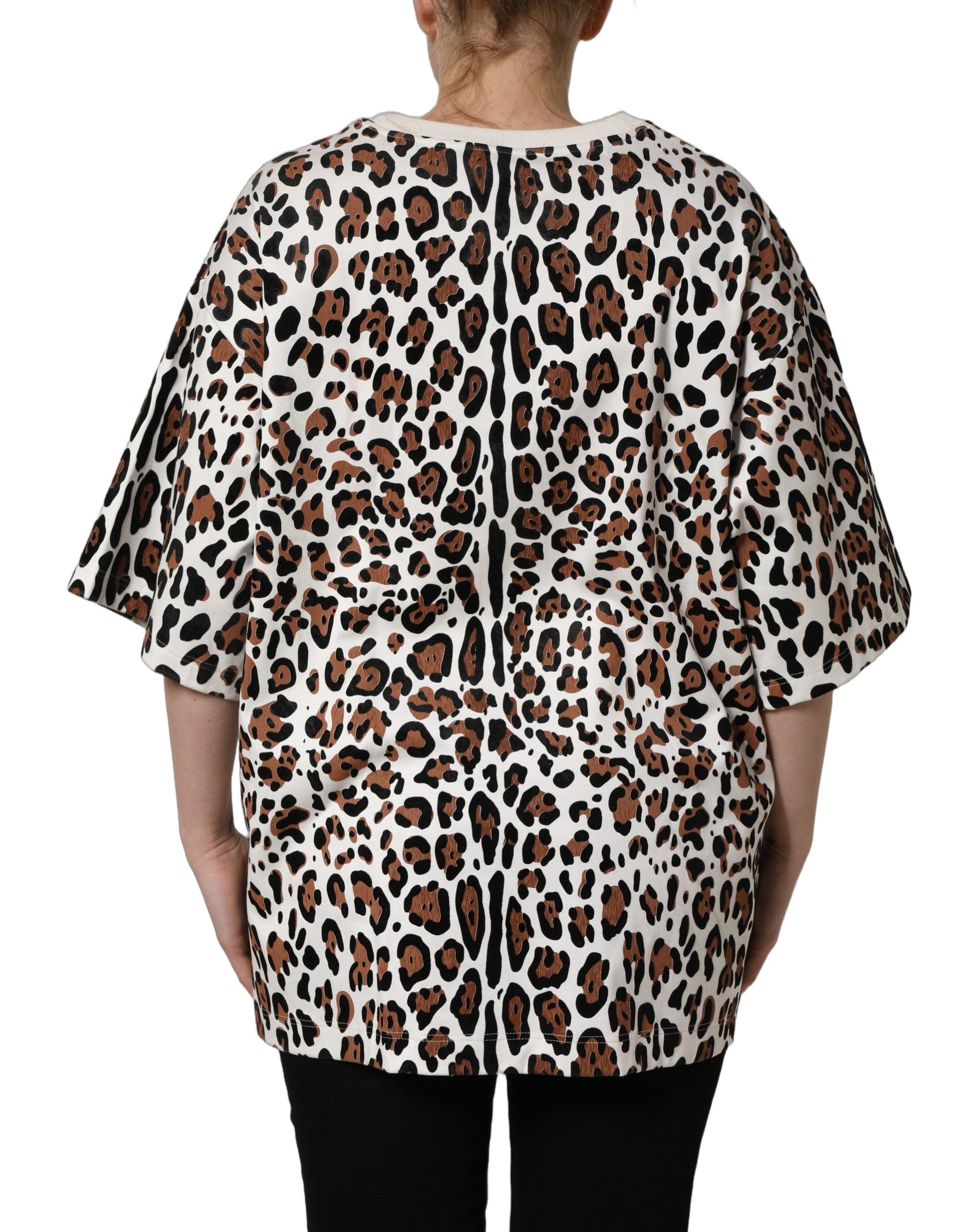 Dolce & Gabbana Multicolor Leopard Print Crew Neck Women's T-shirt (Pre-Owned)