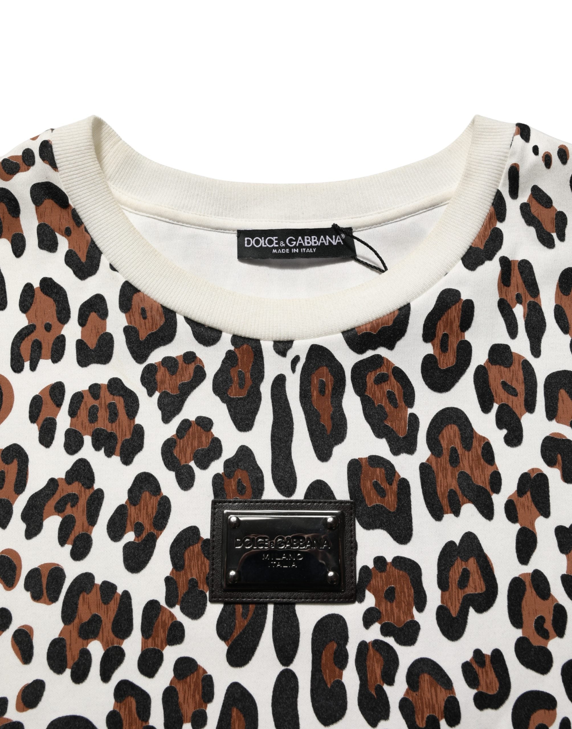 Dolce & Gabbana Multicolor Leopard Print Crew Neck Women's T-shirt (Pre-Owned)