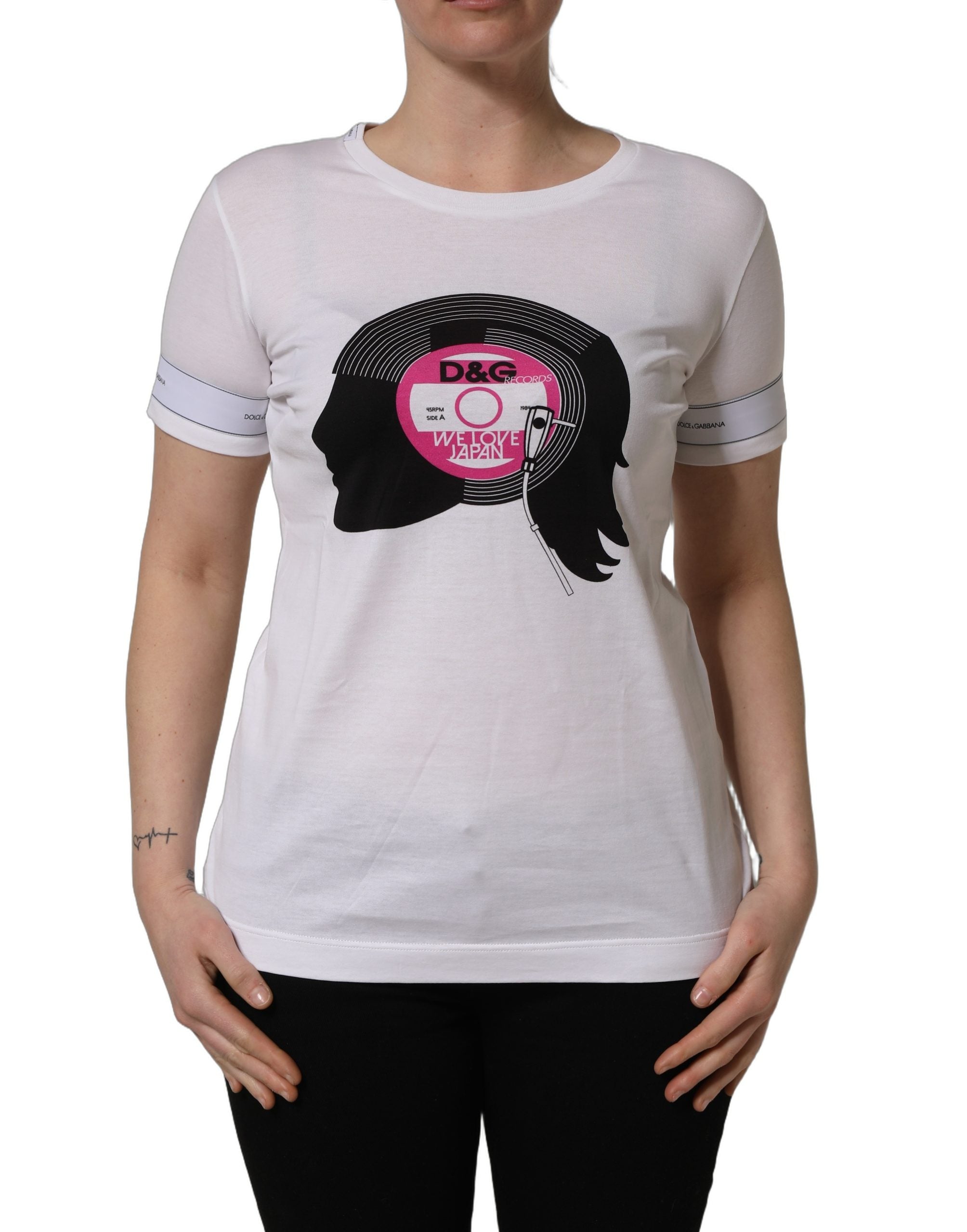 Dolce & Gabbana White D&G WE LOVE JAPAN Print Cotton Women's T-shirt