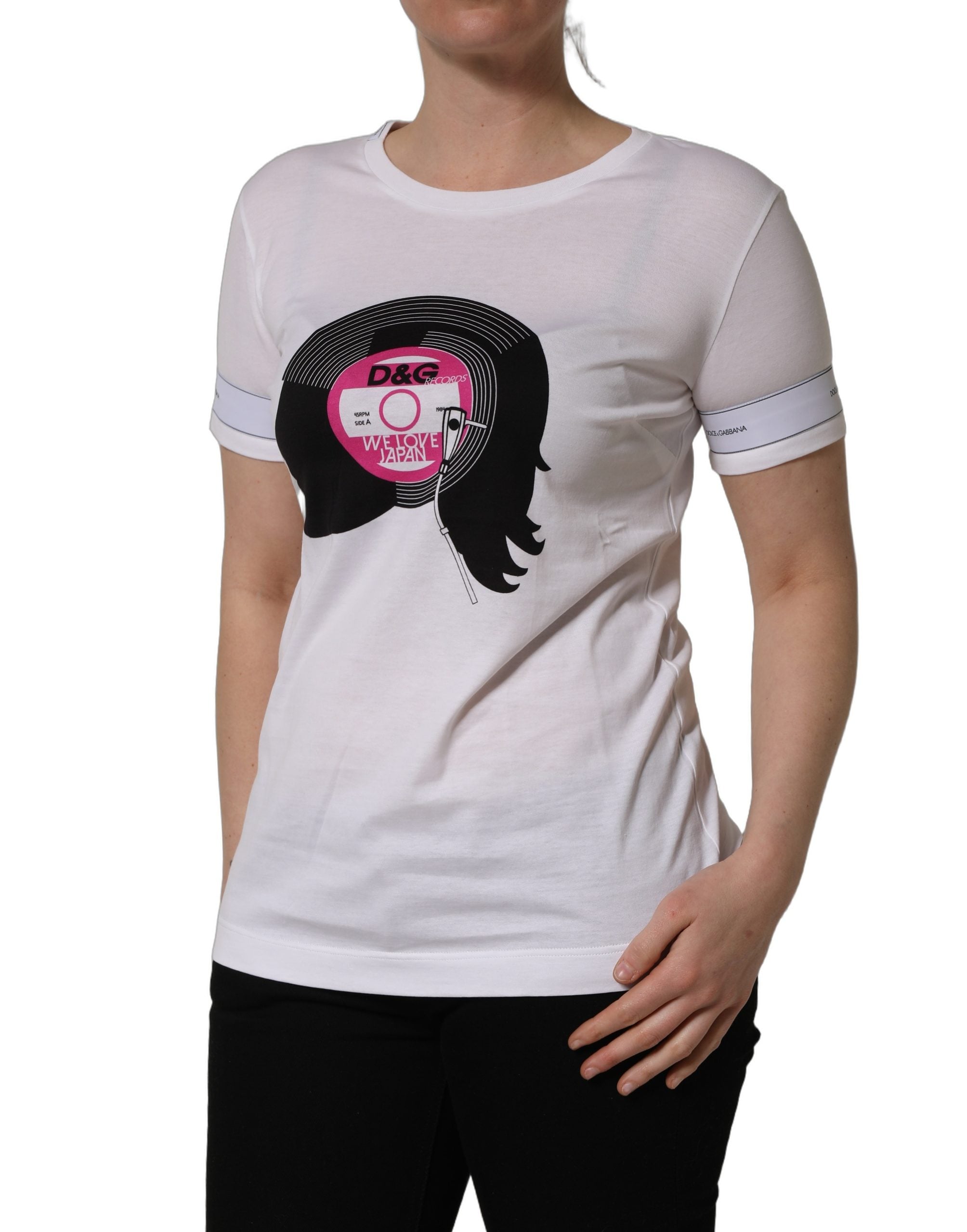 Dolce & Gabbana White D&G WE LOVE JAPAN Print Cotton Women's T-shirt