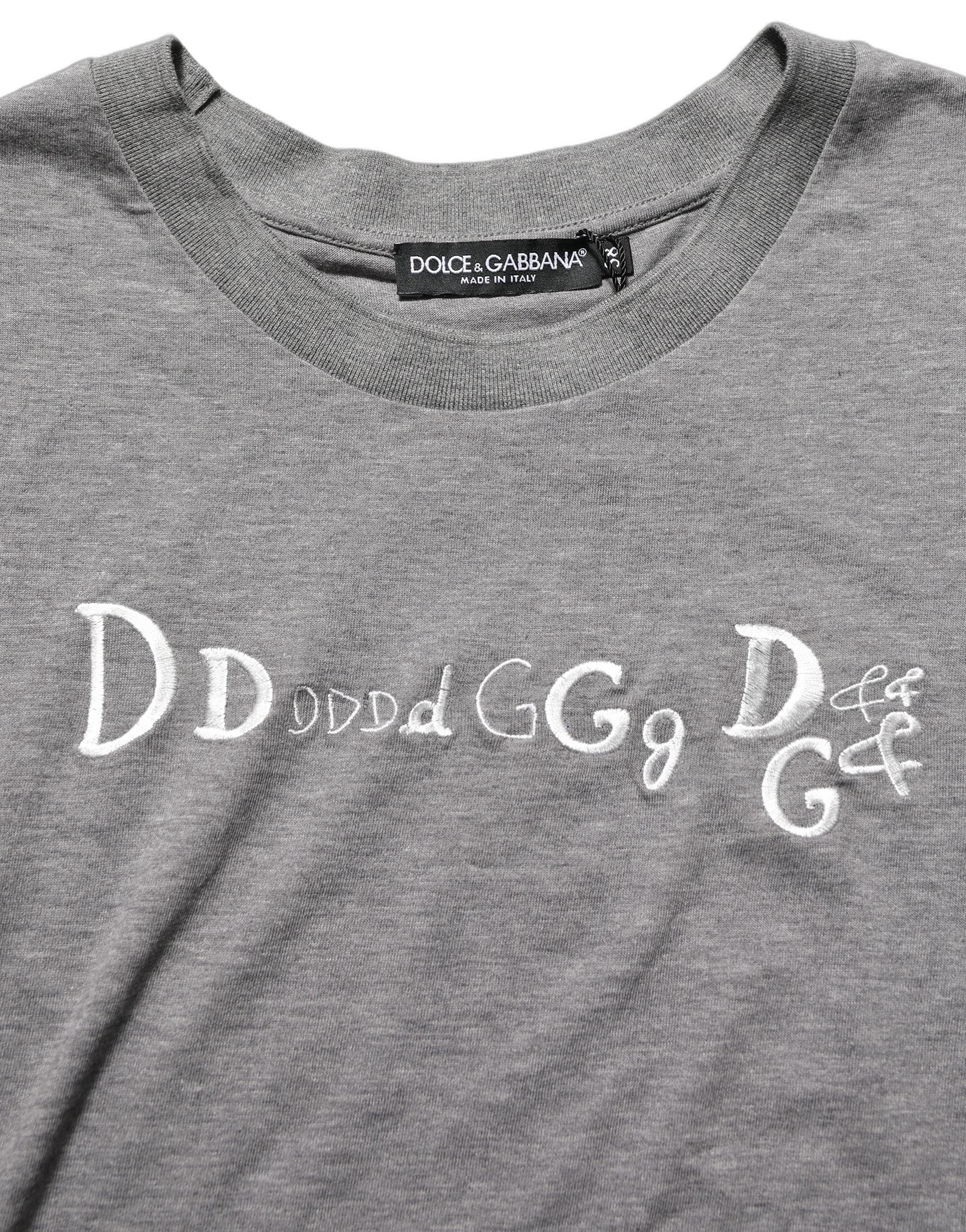 Dolce & Gabbana Gray Logo Embroidery Short Sleeve Women's T-shirt