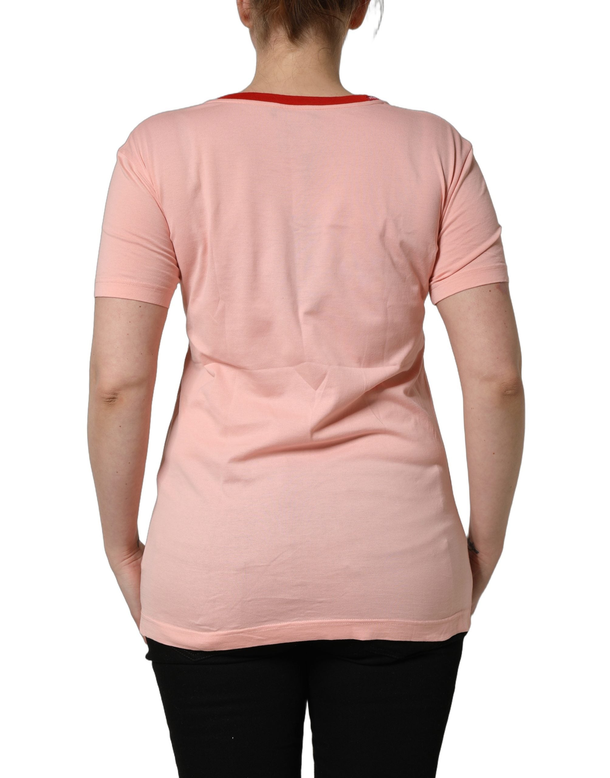 Dolce & Gabbana Pink Graphic Print Cotton Crew Neck Women's T-shirt