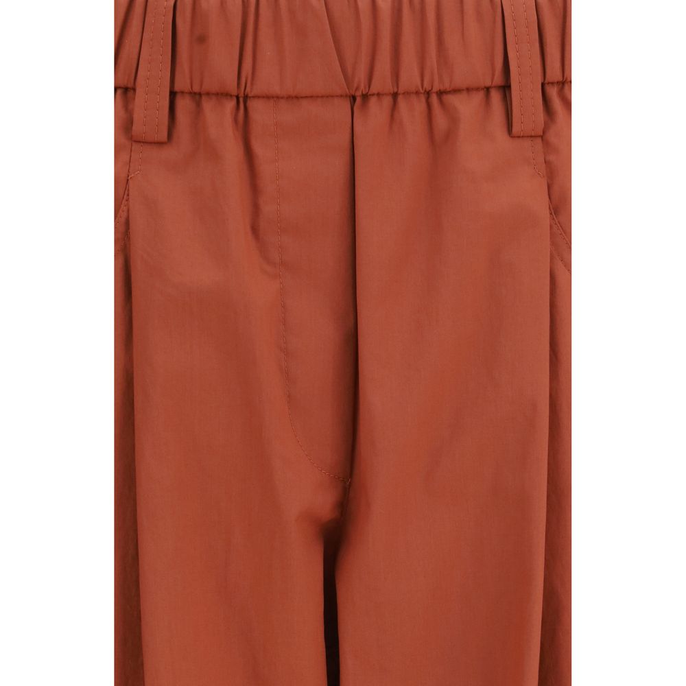Brunello Cucinelli Orange Cotton Casual Women's Pants