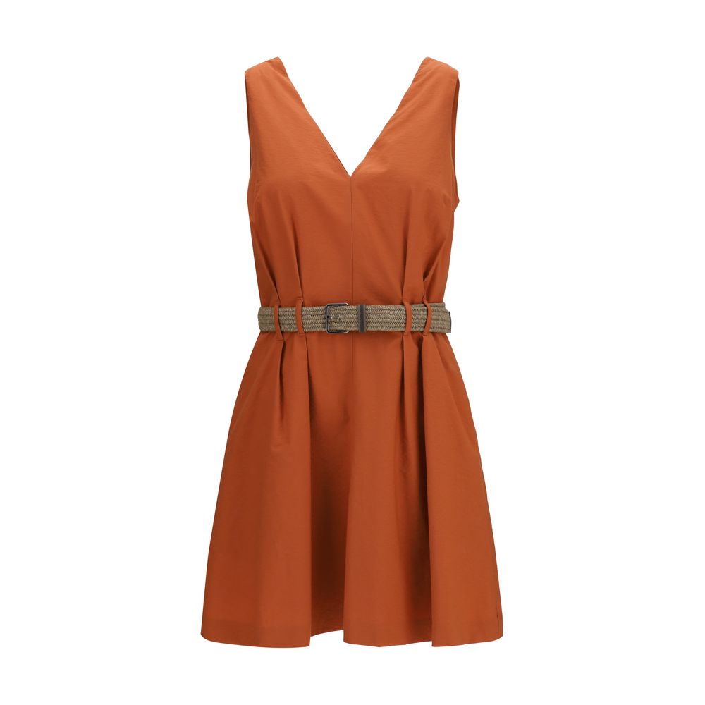 Brunello Cucinelli Orange Cotton Casual Women's Dress