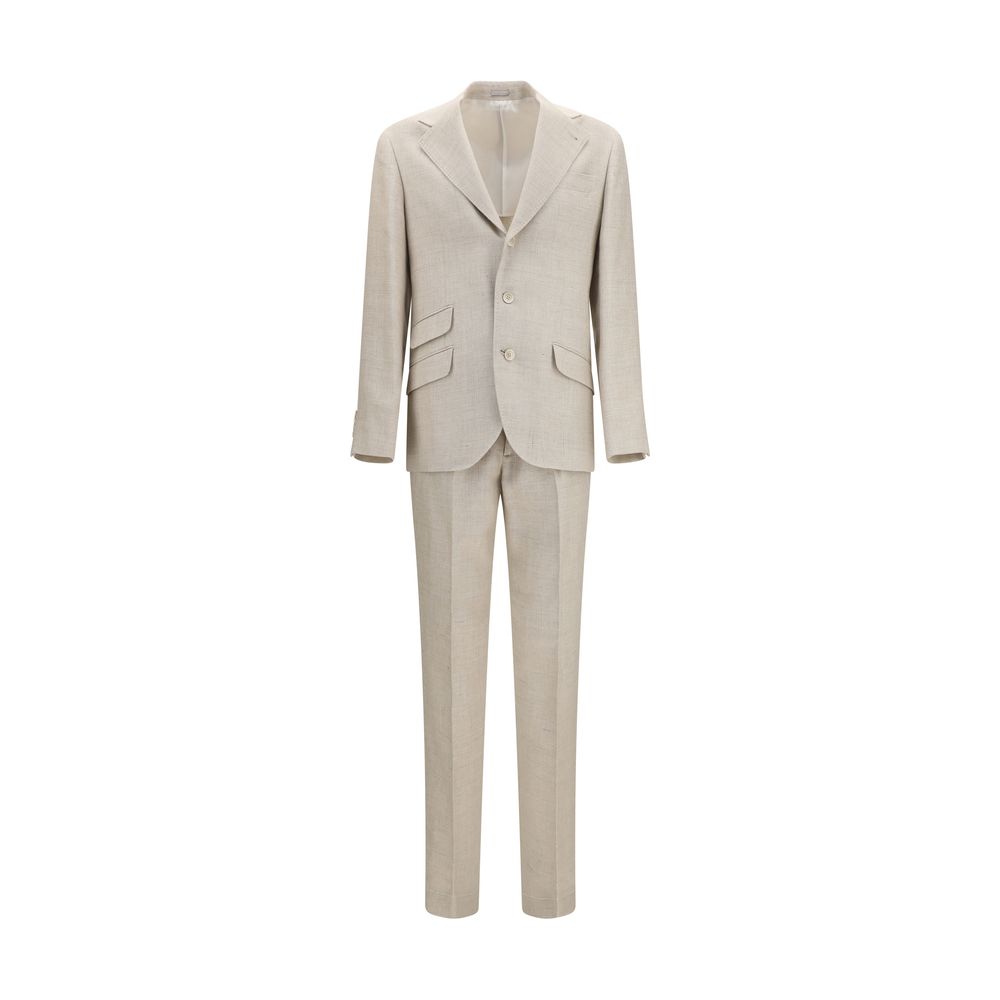 Brunello Cucinelli Beige Silk Two-Piece Men's Suit