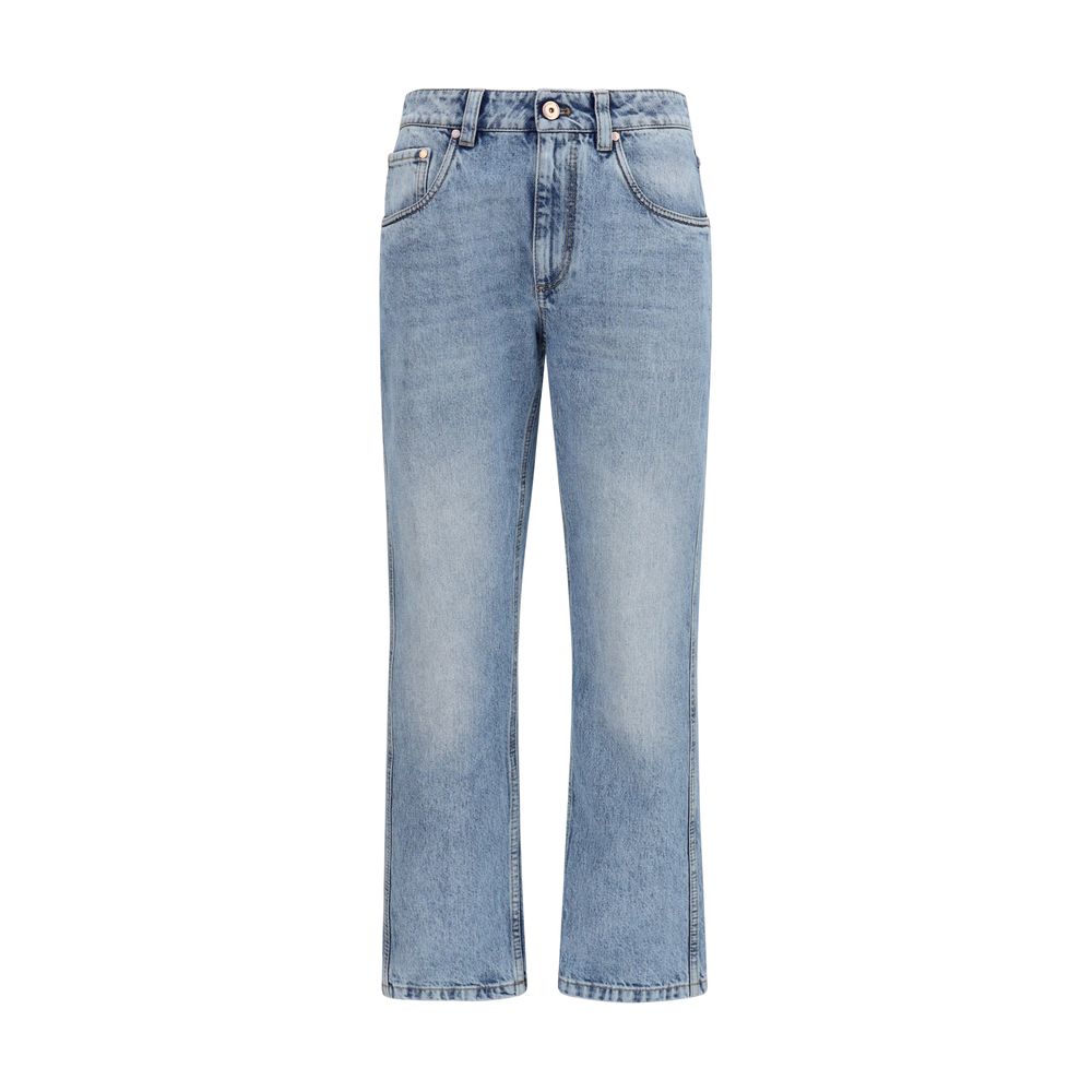 Brunello Cucinelli Blue Cotton Straight-Leg Women's Jeans