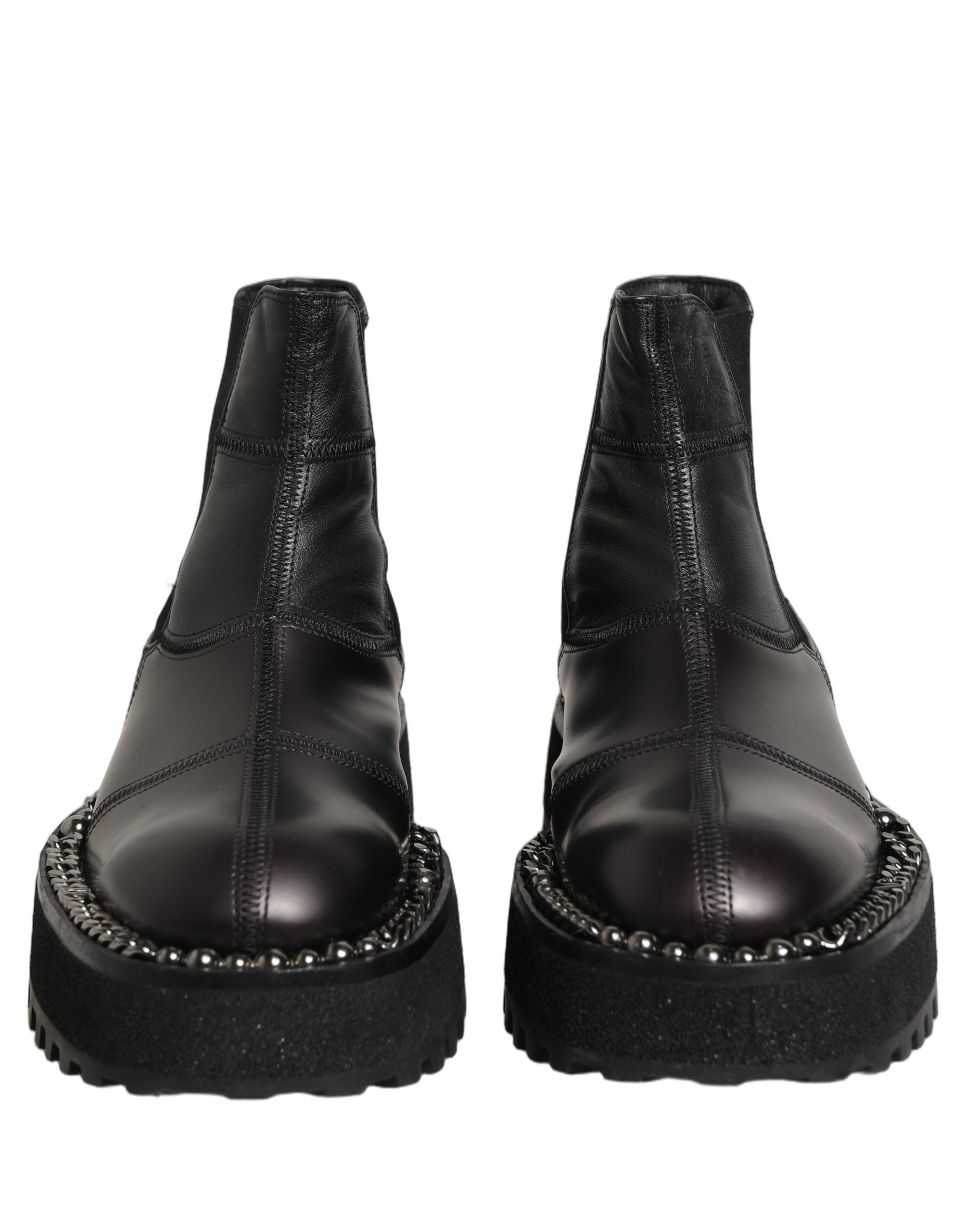 Dolce & Gabbana Black Leather Slip On Chelsea Boots Men's Shoes