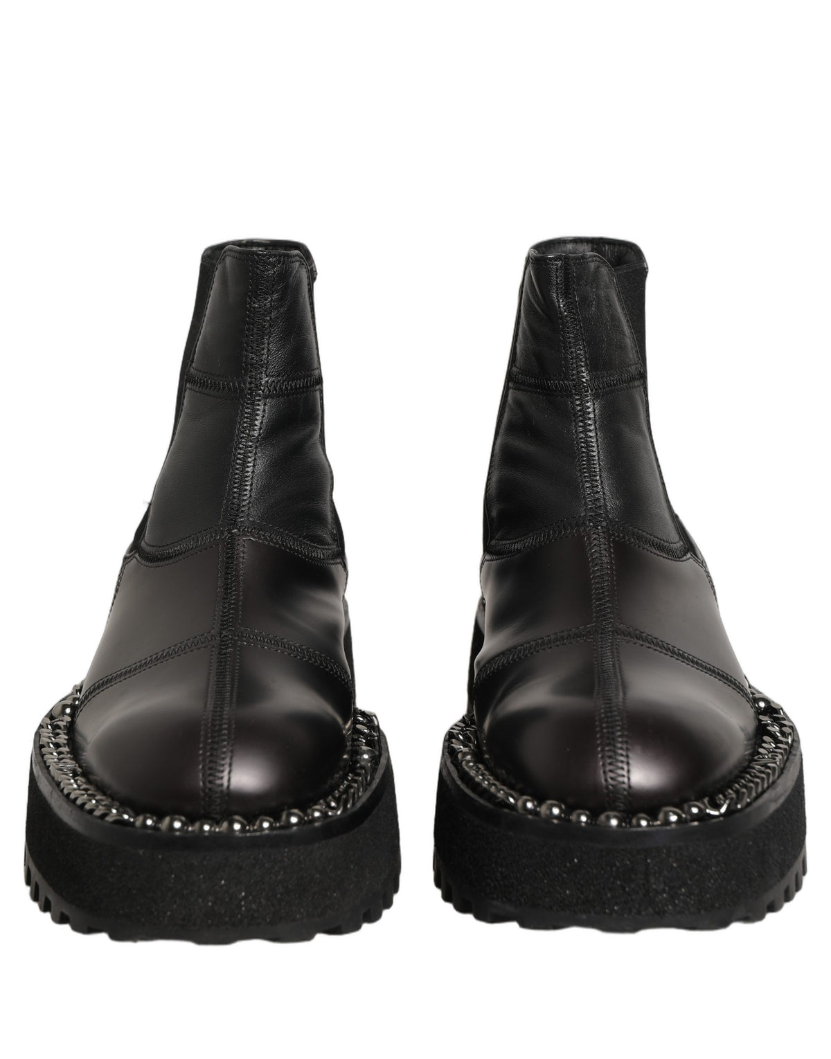 Dolce & Gabbana Black Leather Slip On Chelsea Boots Men's Shoes