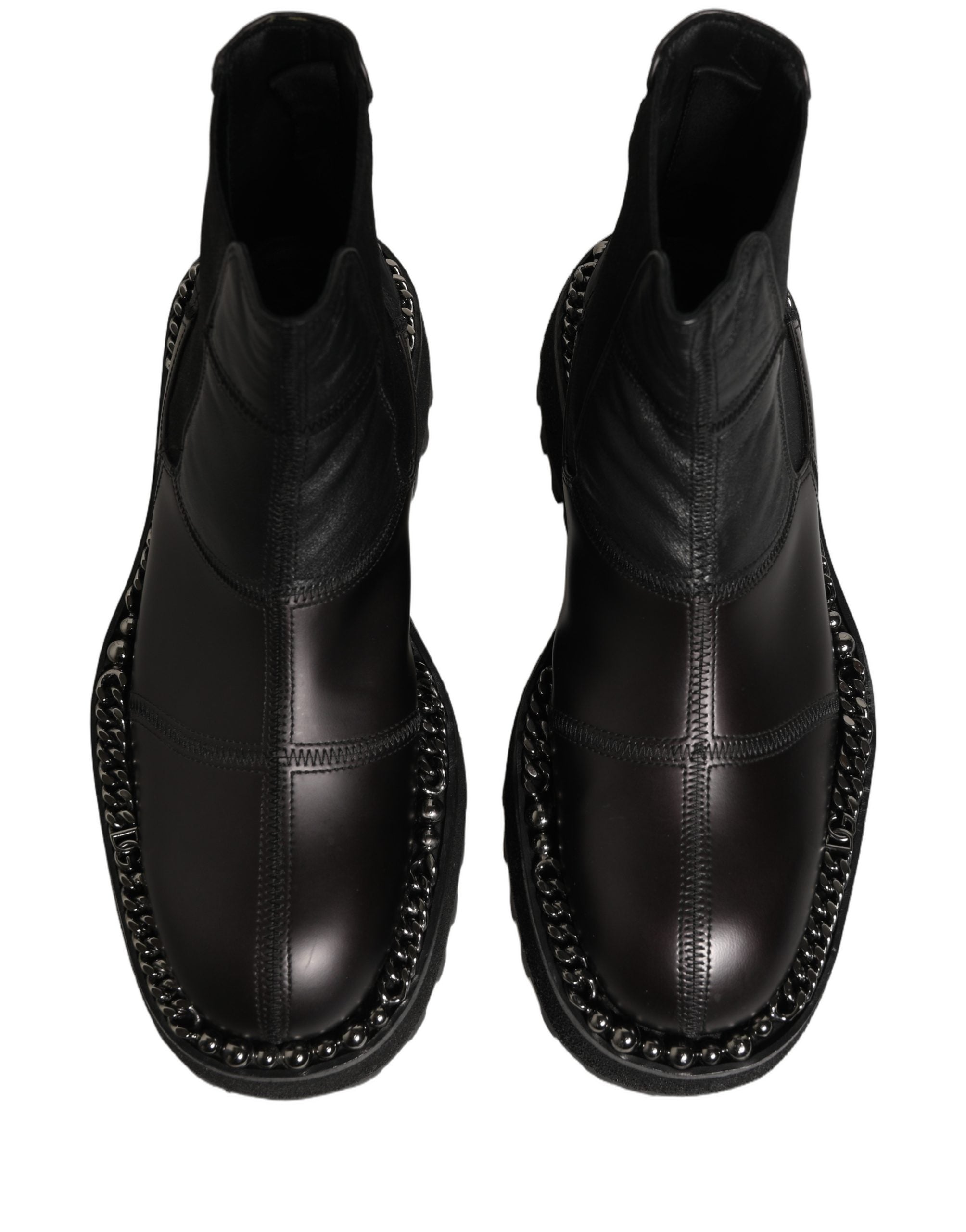 Dolce & Gabbana Black Leather Slip On Chelsea Boots Men's Shoes