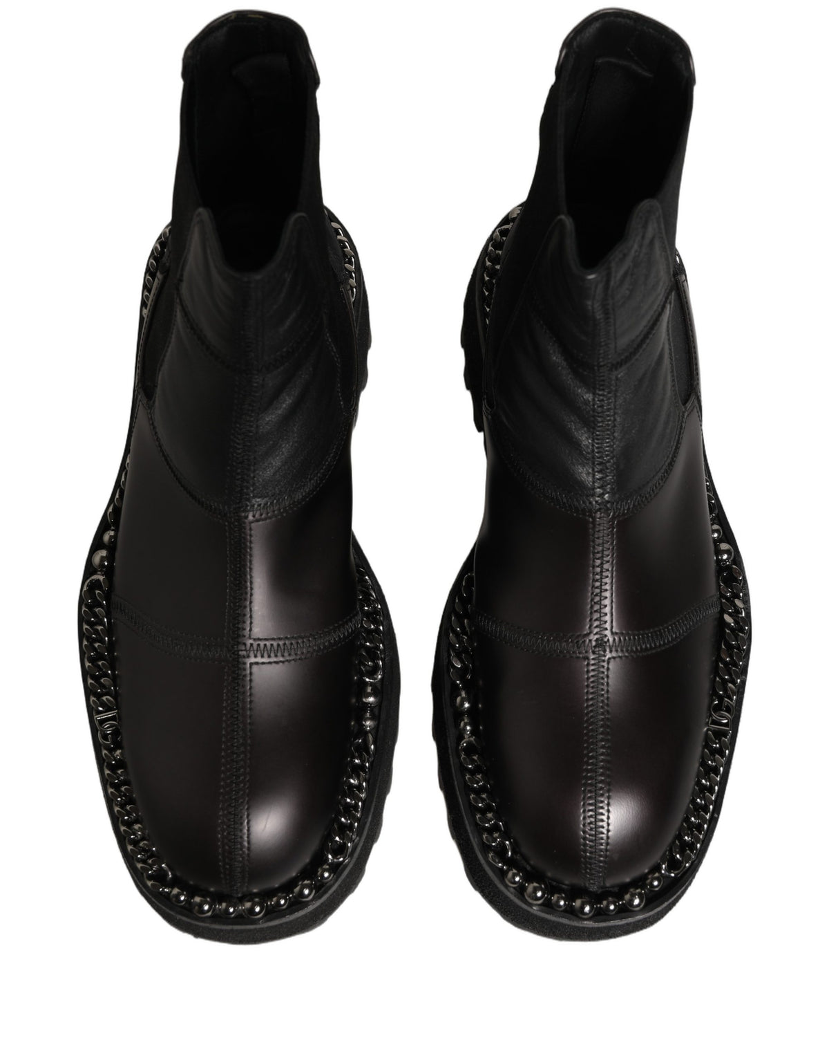 Dolce & Gabbana Black Leather Slip On Chelsea Boots Men's Shoes