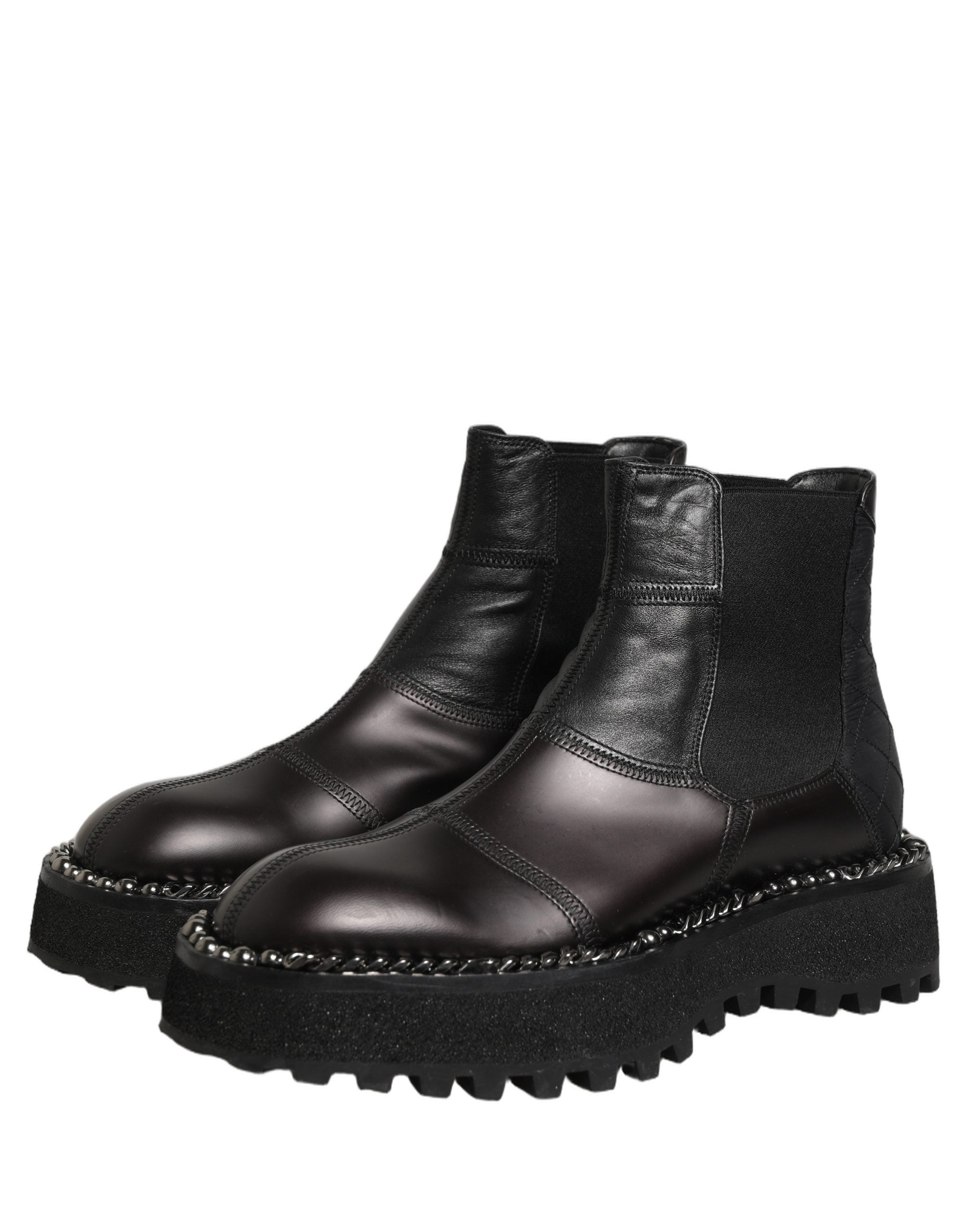 Dolce & Gabbana Black Leather Slip On Chelsea Boots Men's Shoes