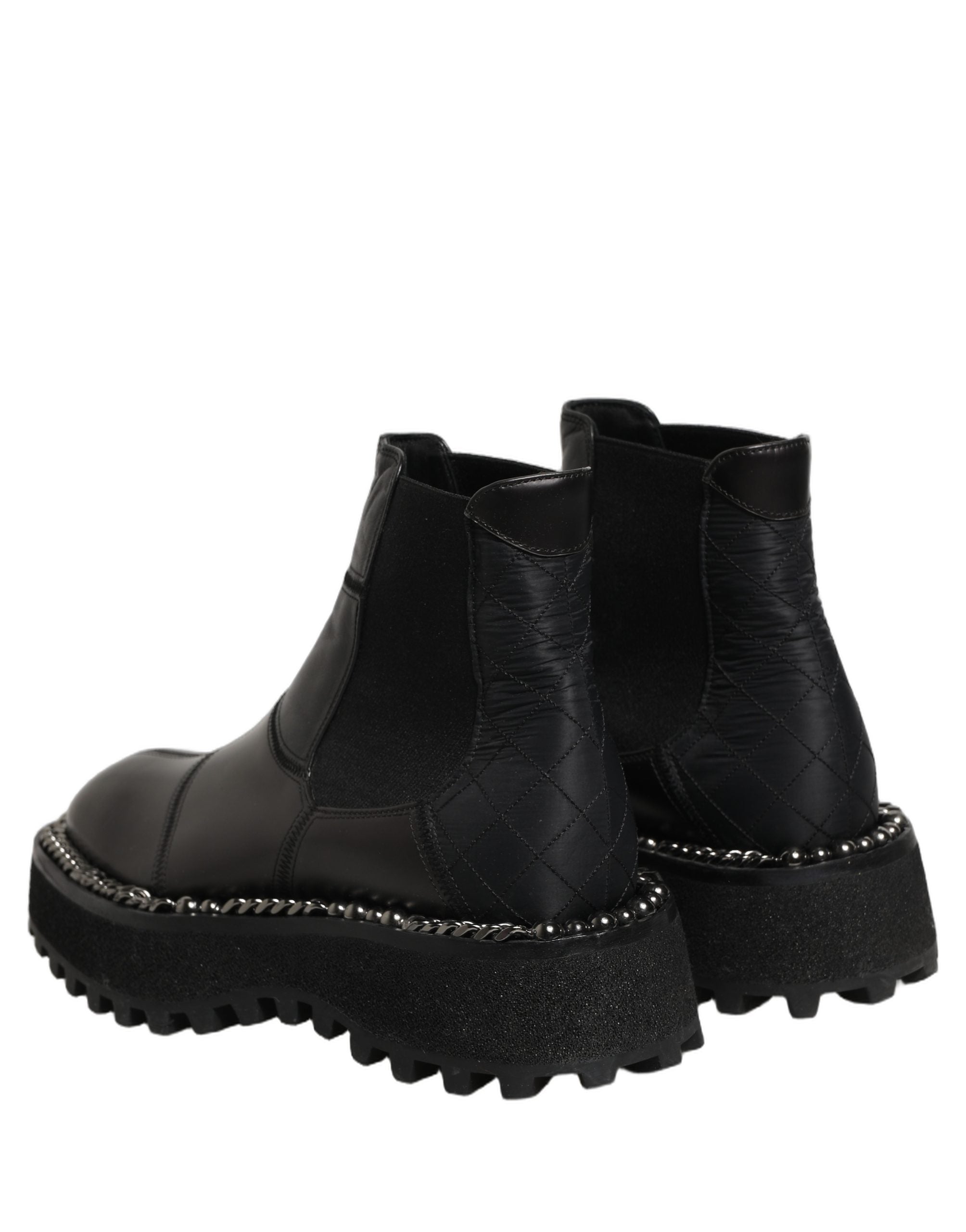 Dolce & Gabbana Black Leather Slip On Chelsea Boots Men's Shoes