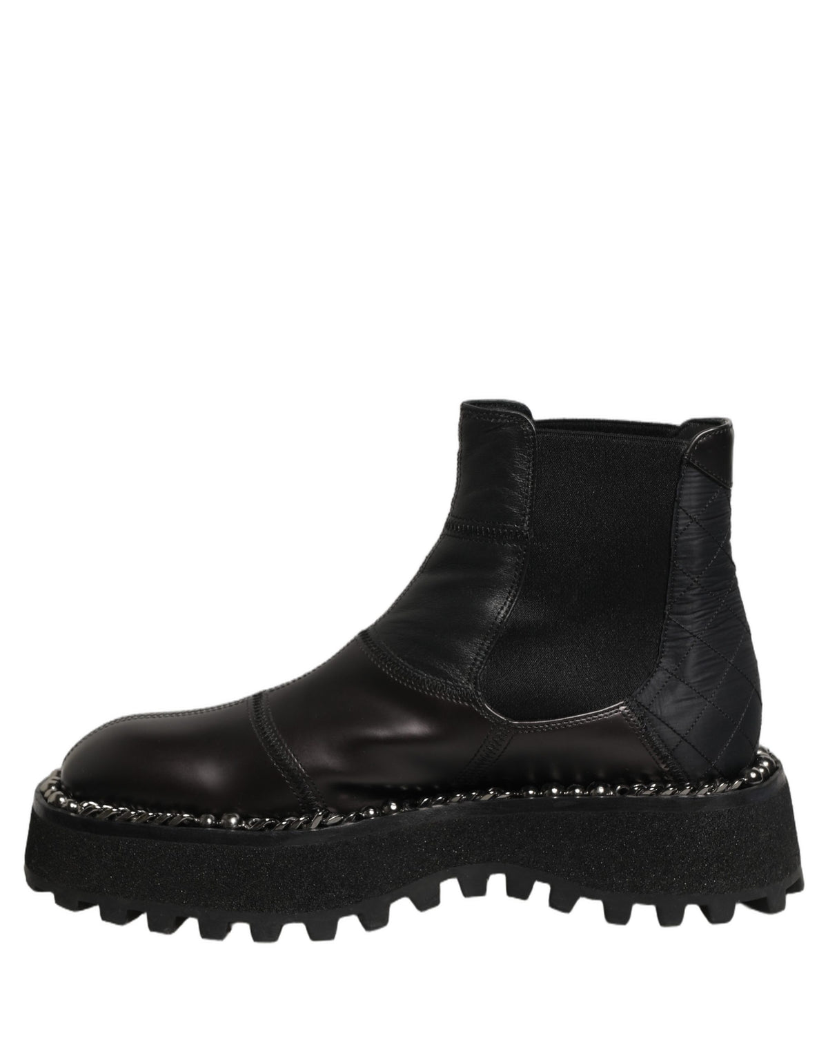 Dolce & Gabbana Black Leather Slip On Chelsea Boots Men's Shoes