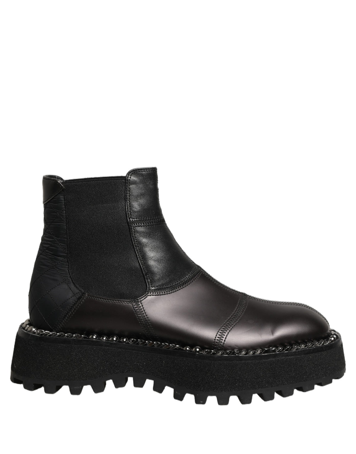 Dolce & Gabbana Black Leather Slip On Chelsea Boots Men's Shoes