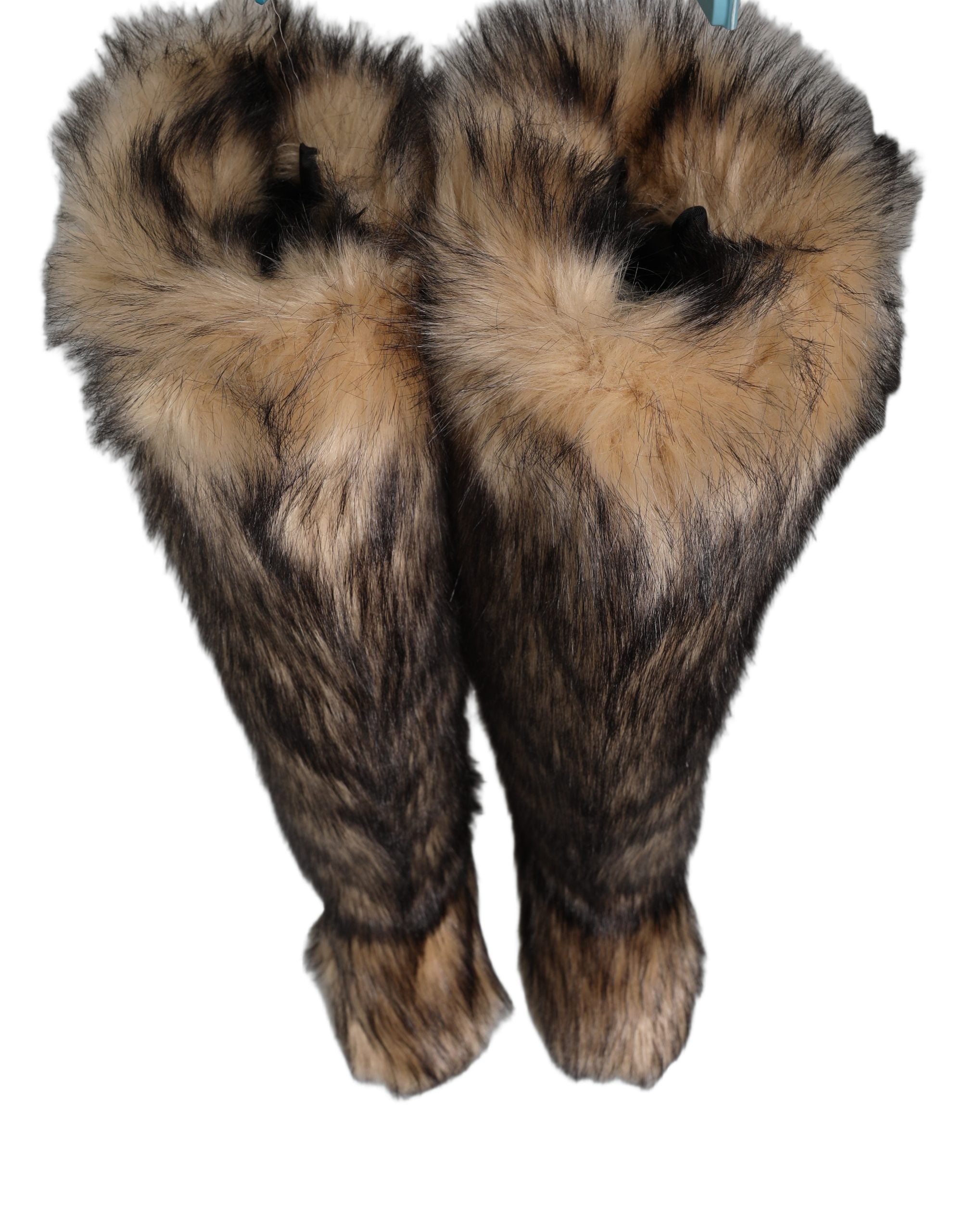 Dolce & Gabbana Brown Faux Skim Ski Fur Knee High Boots Men's Shoes