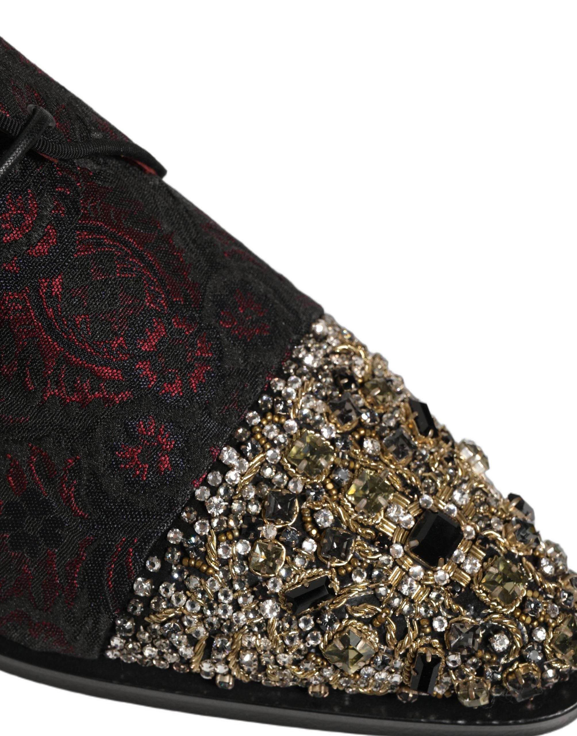 Dolce & Gabbana Black Red Embellished Derby Dress Formal Men's Shoes