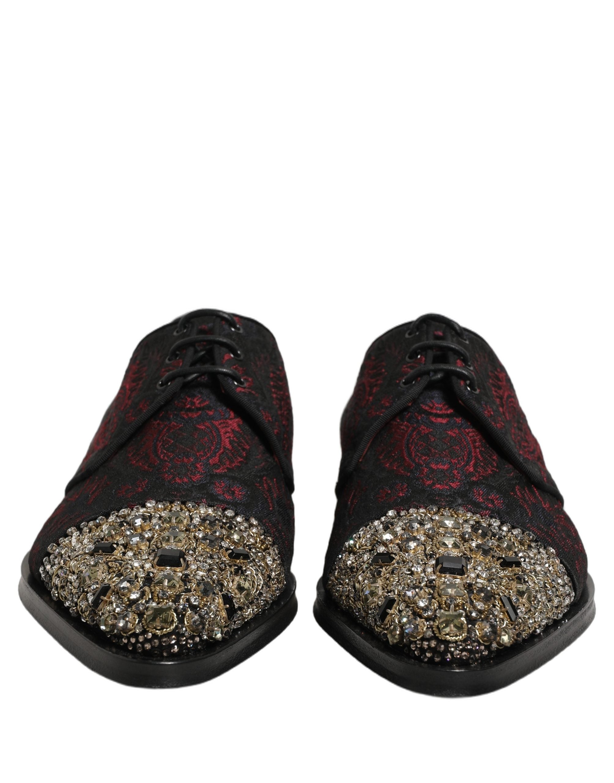Dolce & Gabbana Black Red Embellished Derby Dress Formal Men's Shoes