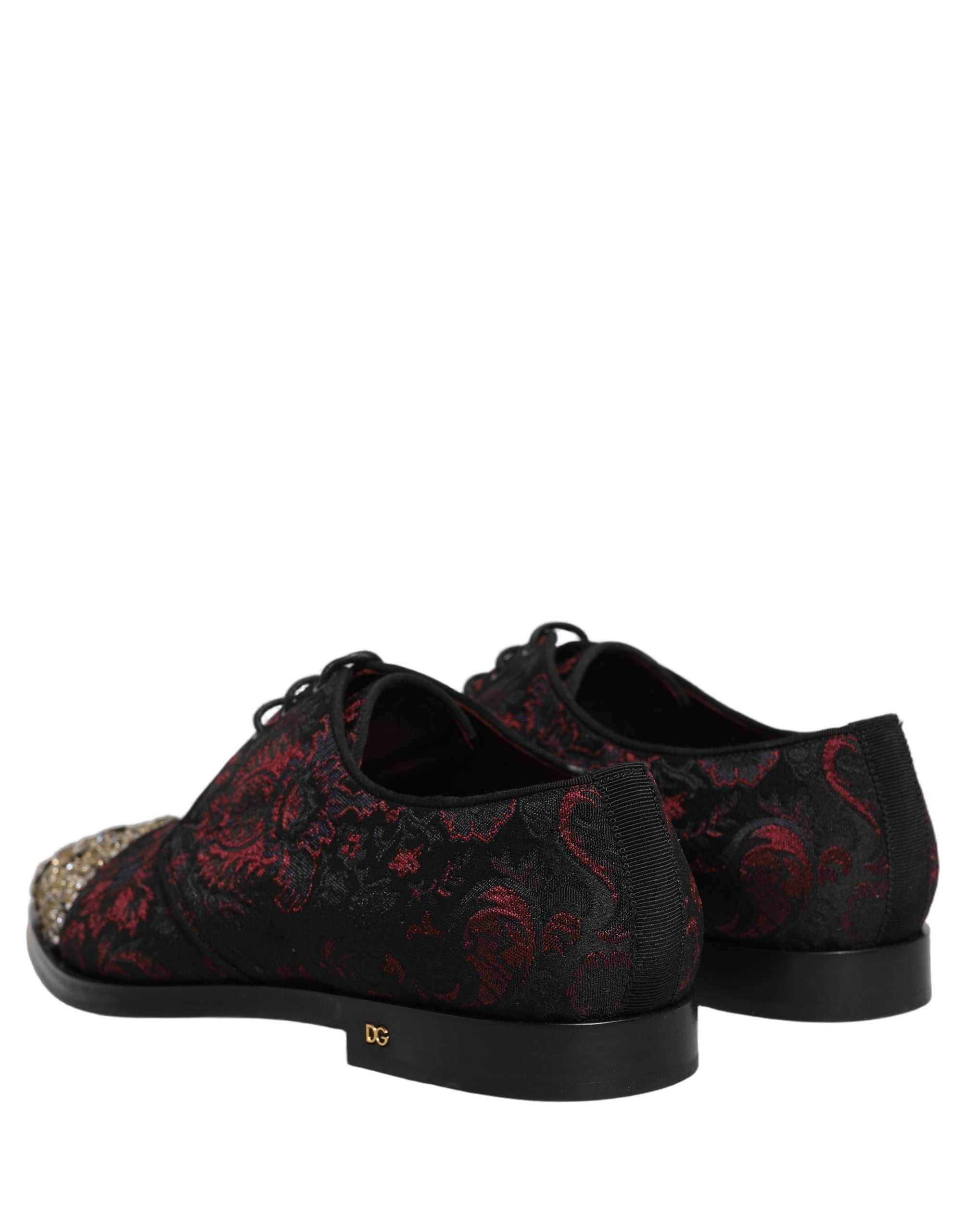 Dolce & Gabbana Black Red Embellished Derby Dress Formal Men's Shoes