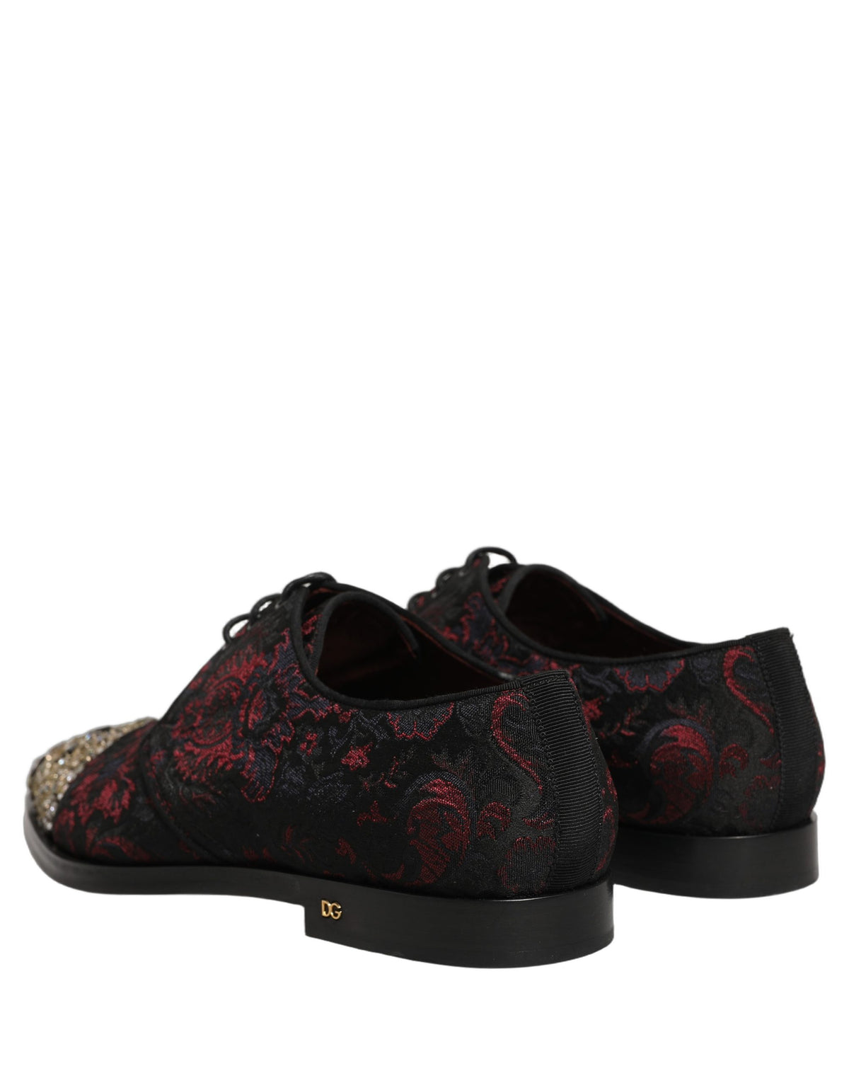 Dolce & Gabbana Black Red Embellished Derby Dress Formal Men's Shoes