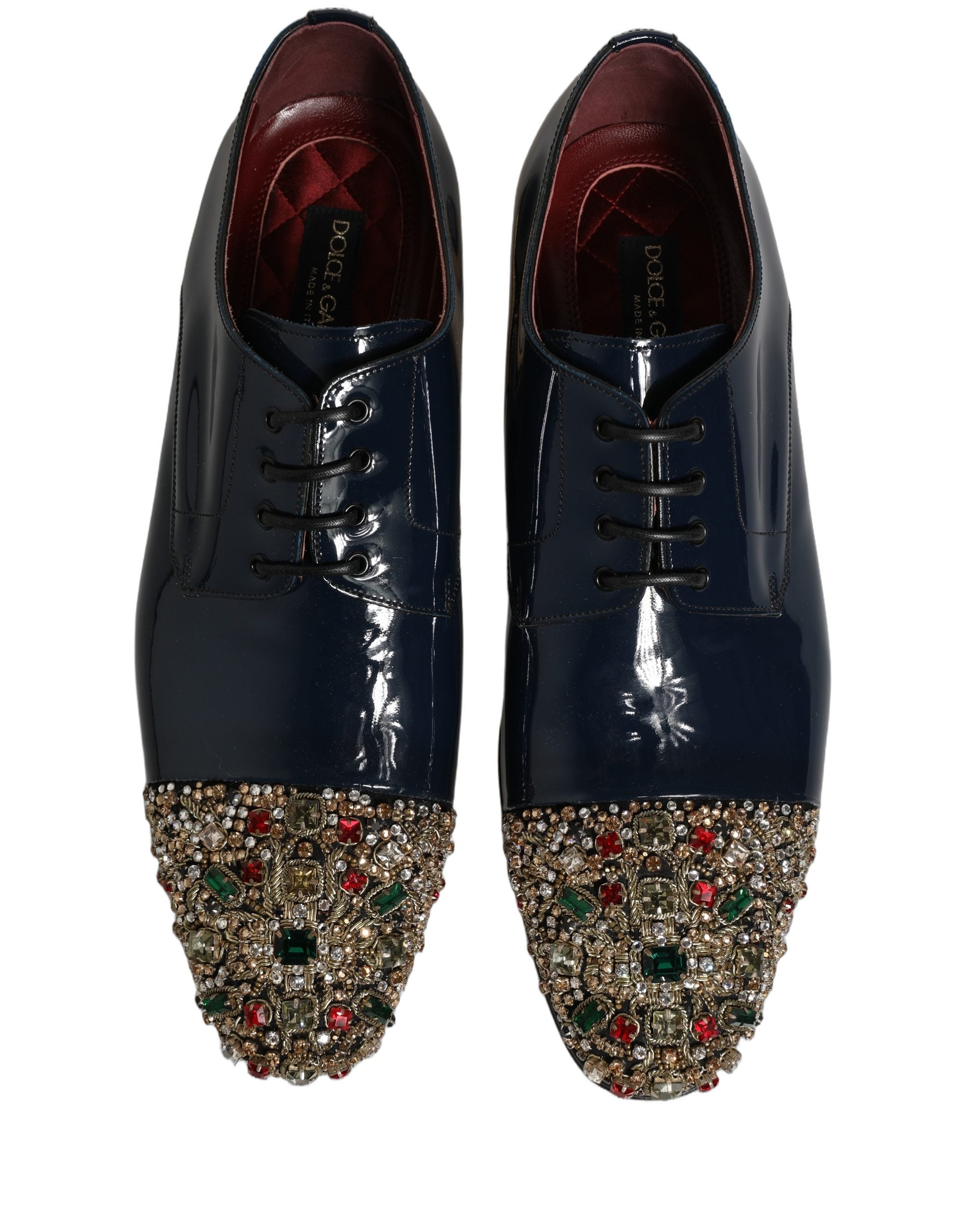 Dolce & Gabbana Blue Embellished Men Derby Dress Formal Men's Shoes