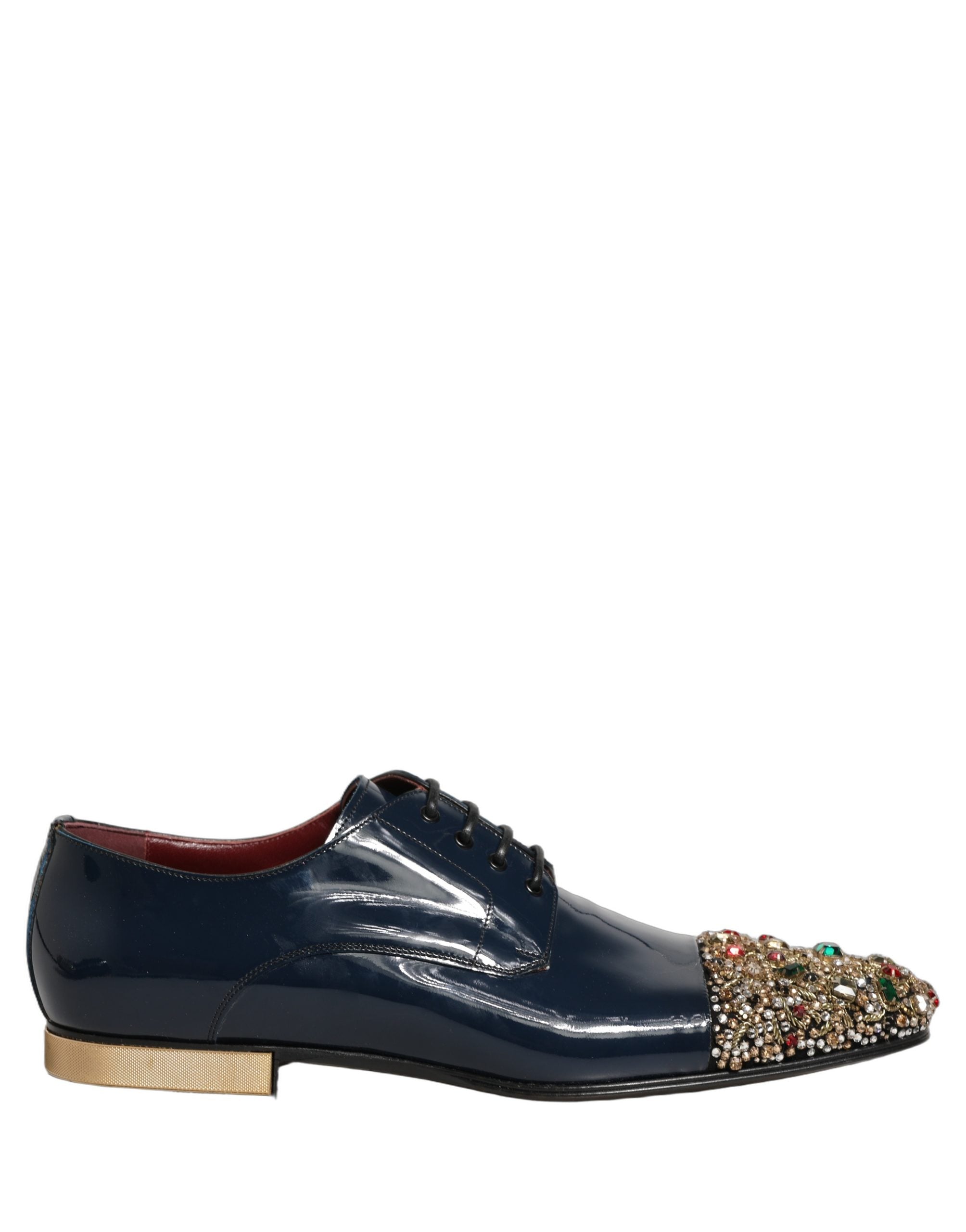 Dolce & Gabbana Blue Embellished Men Derby Dress Formal Men's Shoes