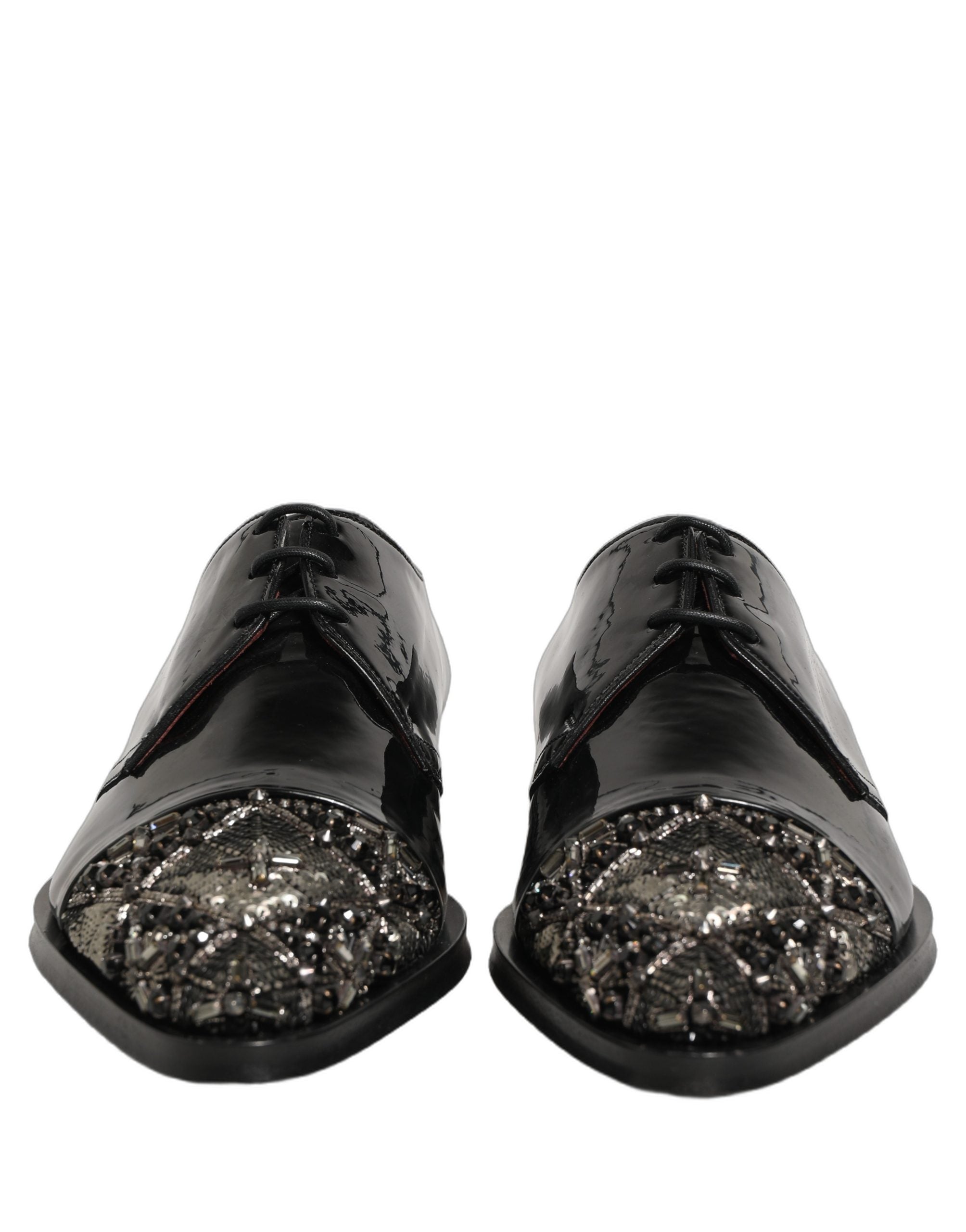 Dolce & Gabbana Black Embellished Men Derby Dress Formal Men's Shoes