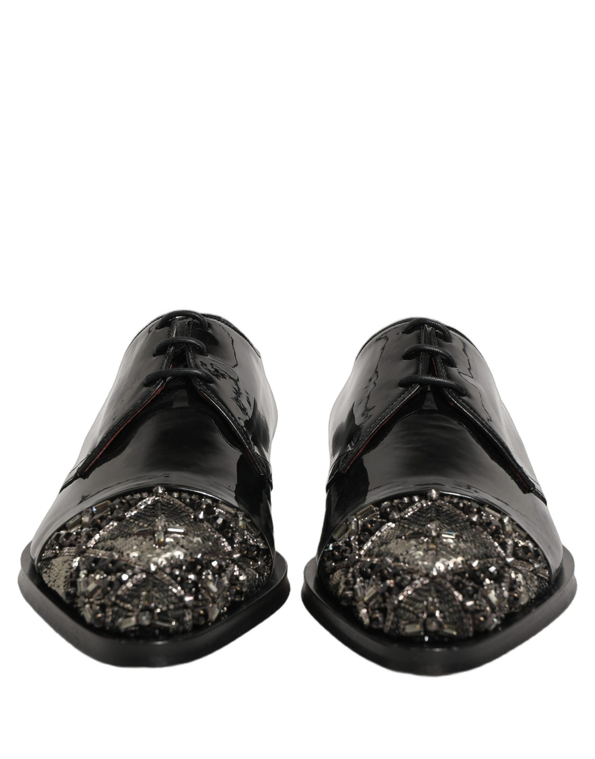 Dolce & Gabbana Black Embellished Men Derby Dress Formal Men's Shoes