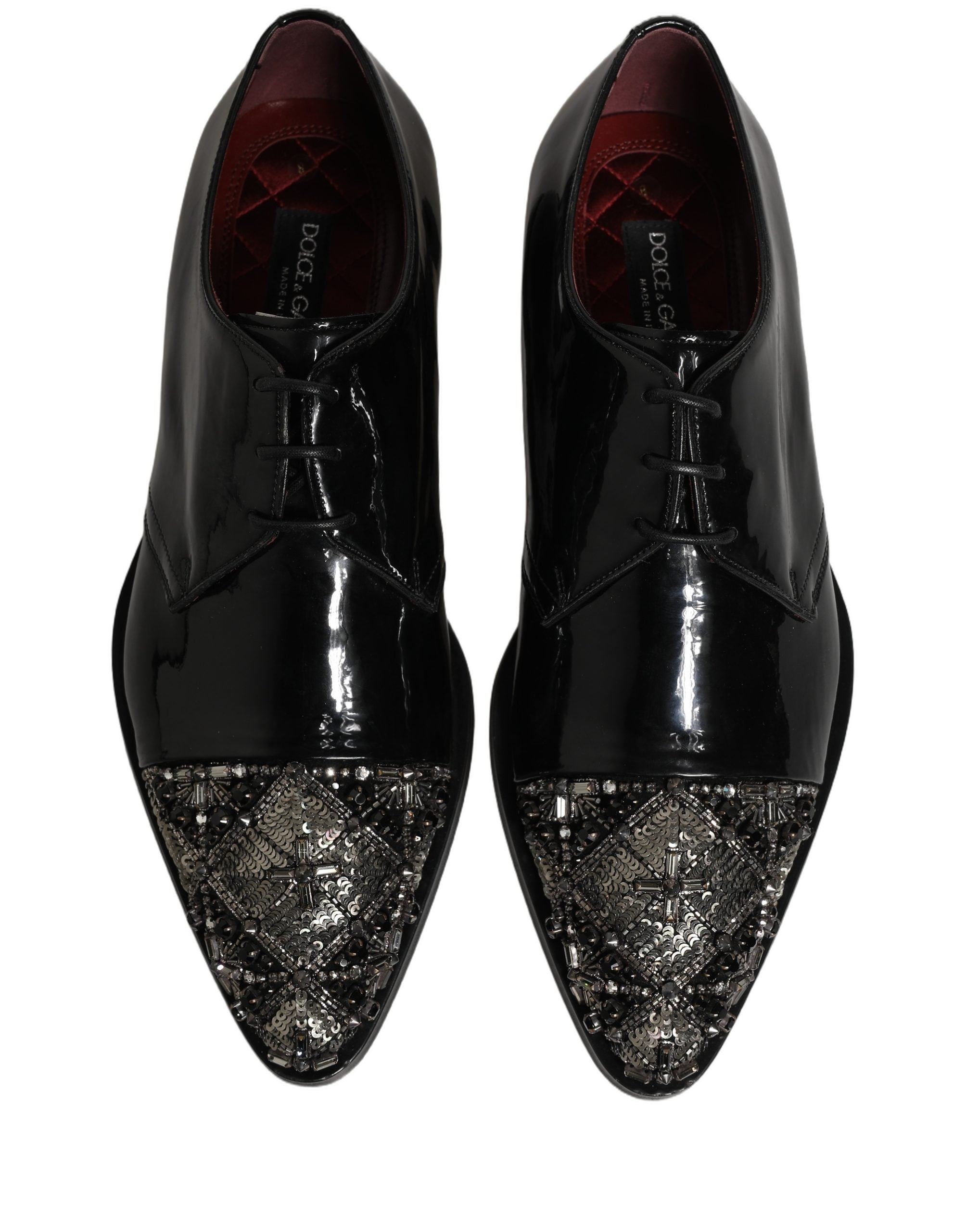 Dolce & Gabbana Black Embellished Men Derby Dress Formal Men's Shoes