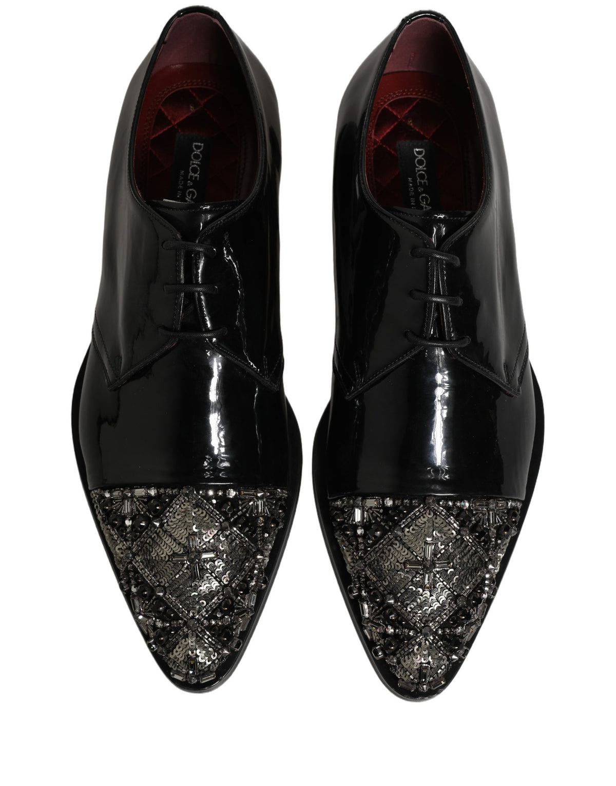 Dolce & Gabbana Black Embellished Men Derby Dress Formal Men's Shoes