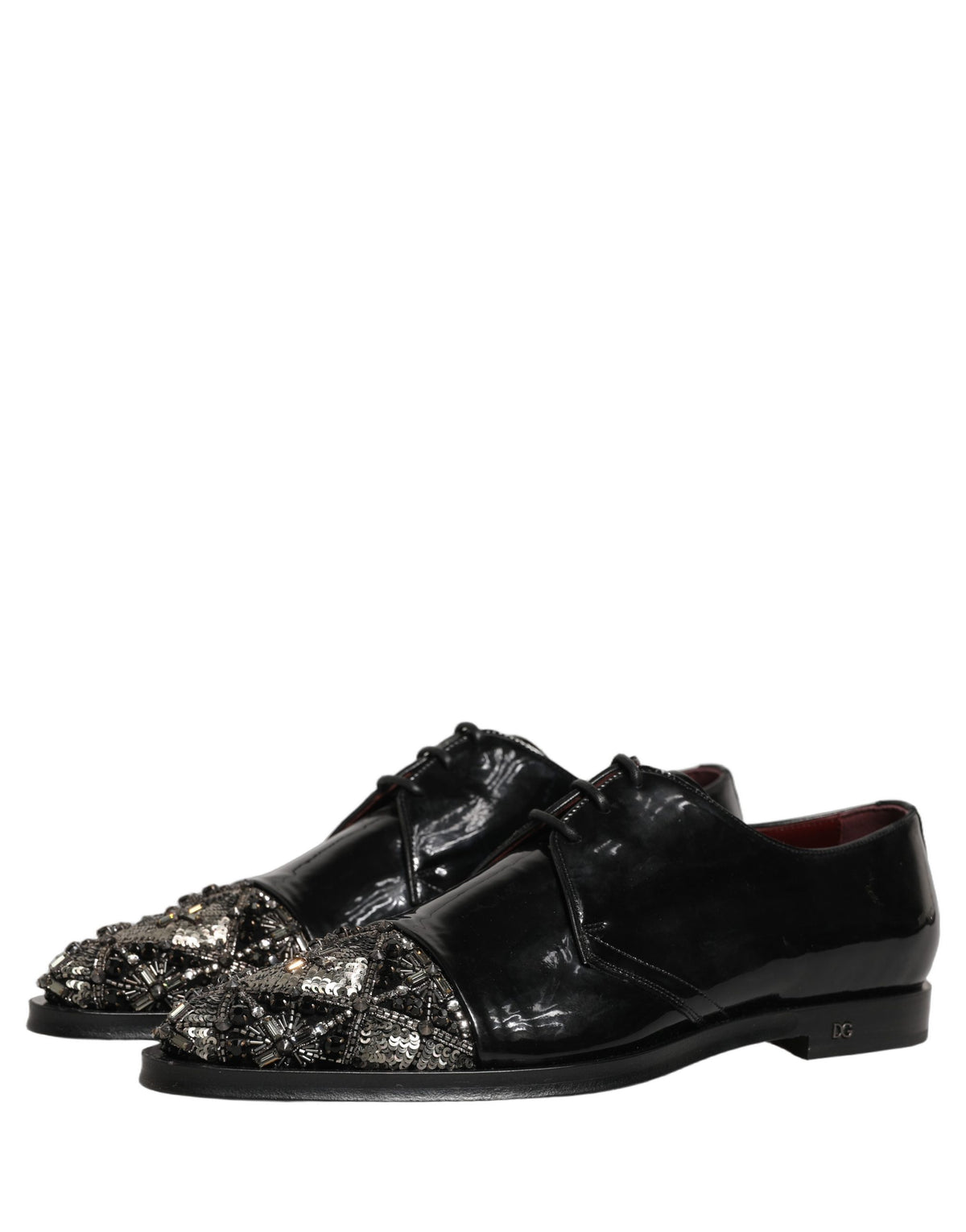Dolce & Gabbana Black Embellished Men Derby Dress Formal Men's Shoes