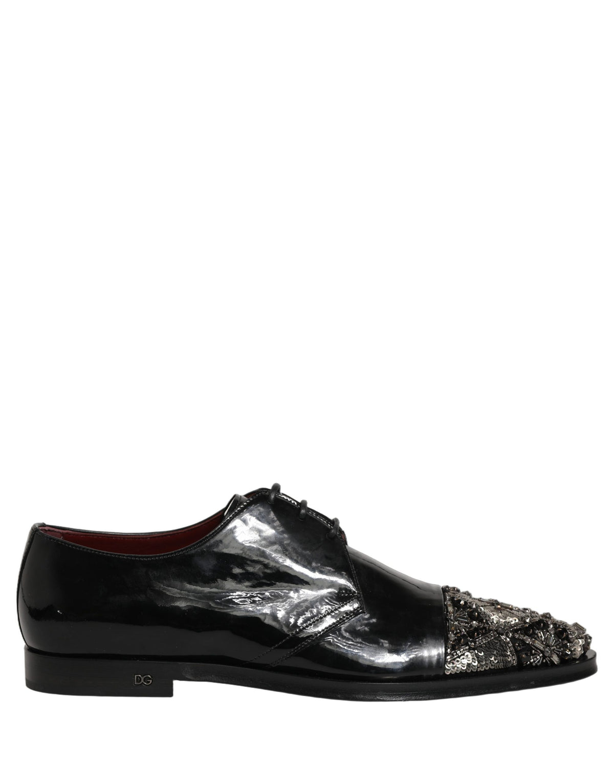 Dolce & Gabbana Black Embellished Men Derby Dress Formal Men's Shoes