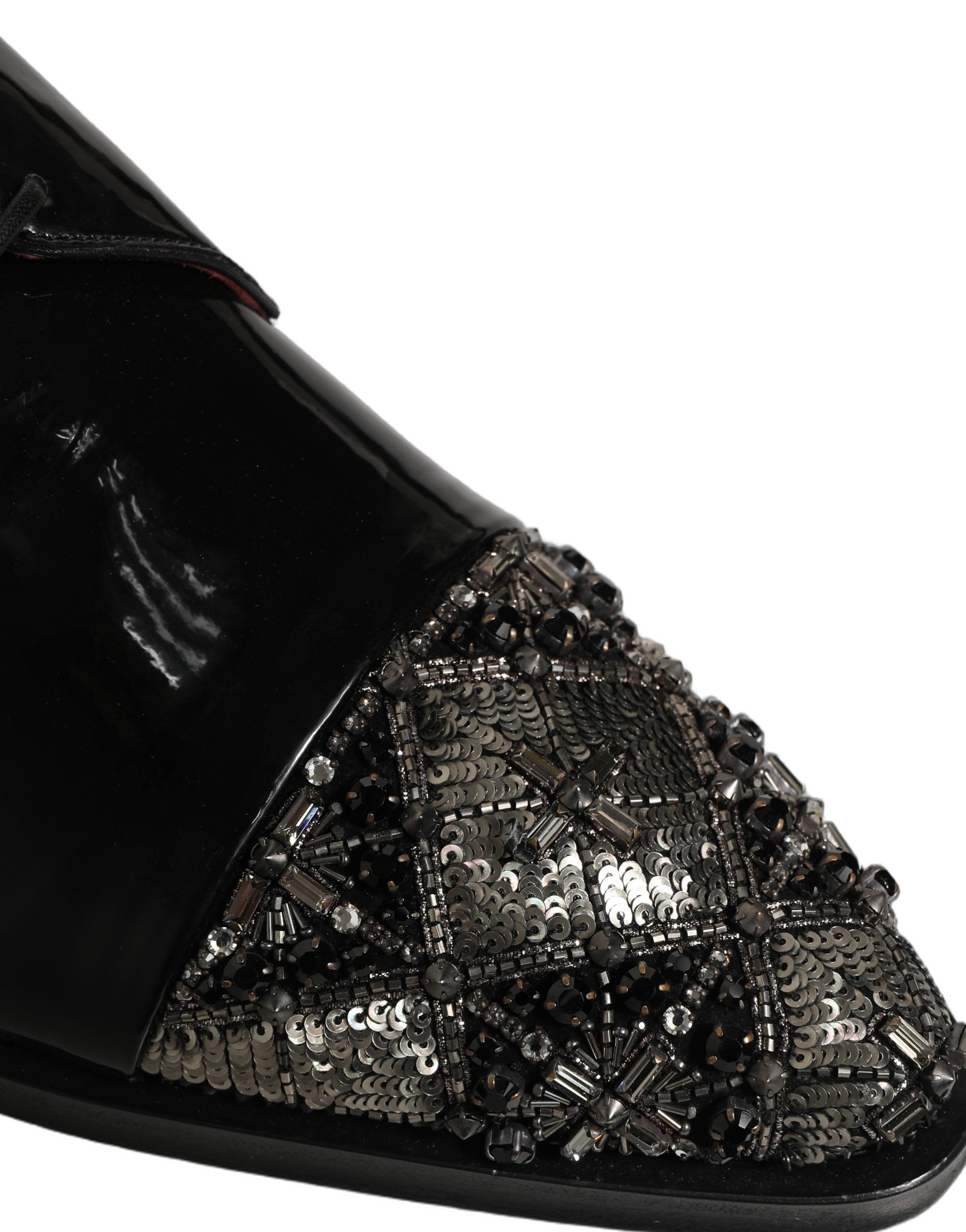 Dolce & Gabbana Black Embellished Derby Dress Formal Men's Shoes