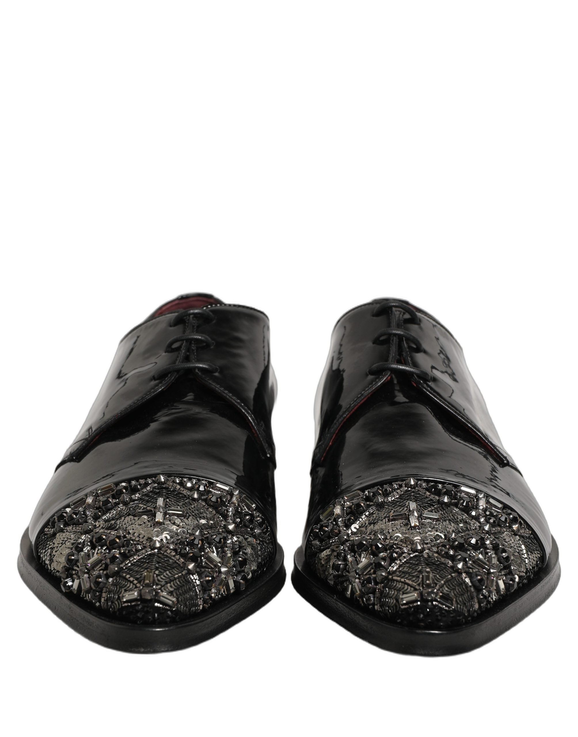 Dolce & Gabbana Black Embellished Derby Dress Formal Men's Shoes