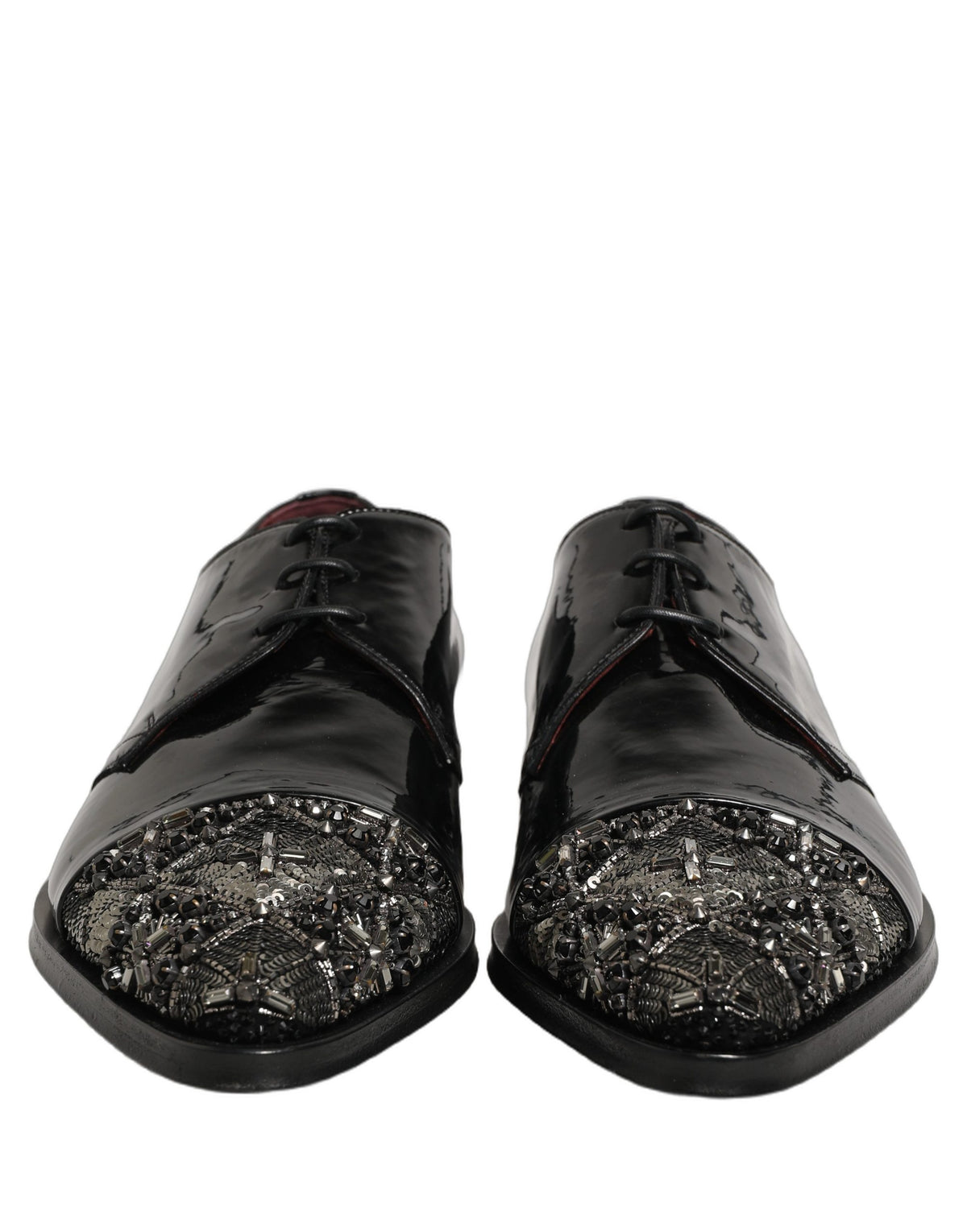 Dolce & Gabbana Black Embellished Derby Dress Formal Men's Shoes