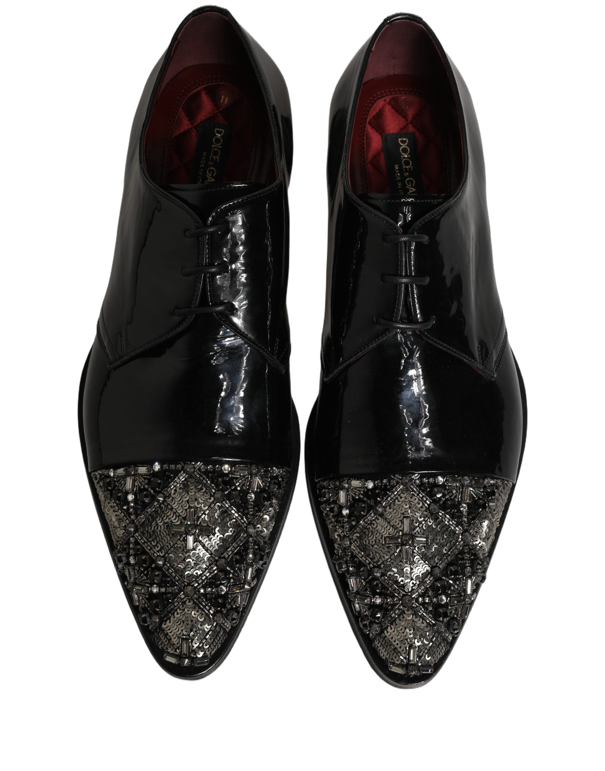 Dolce & Gabbana Black Embellished Derby Dress Formal Men's Shoes
