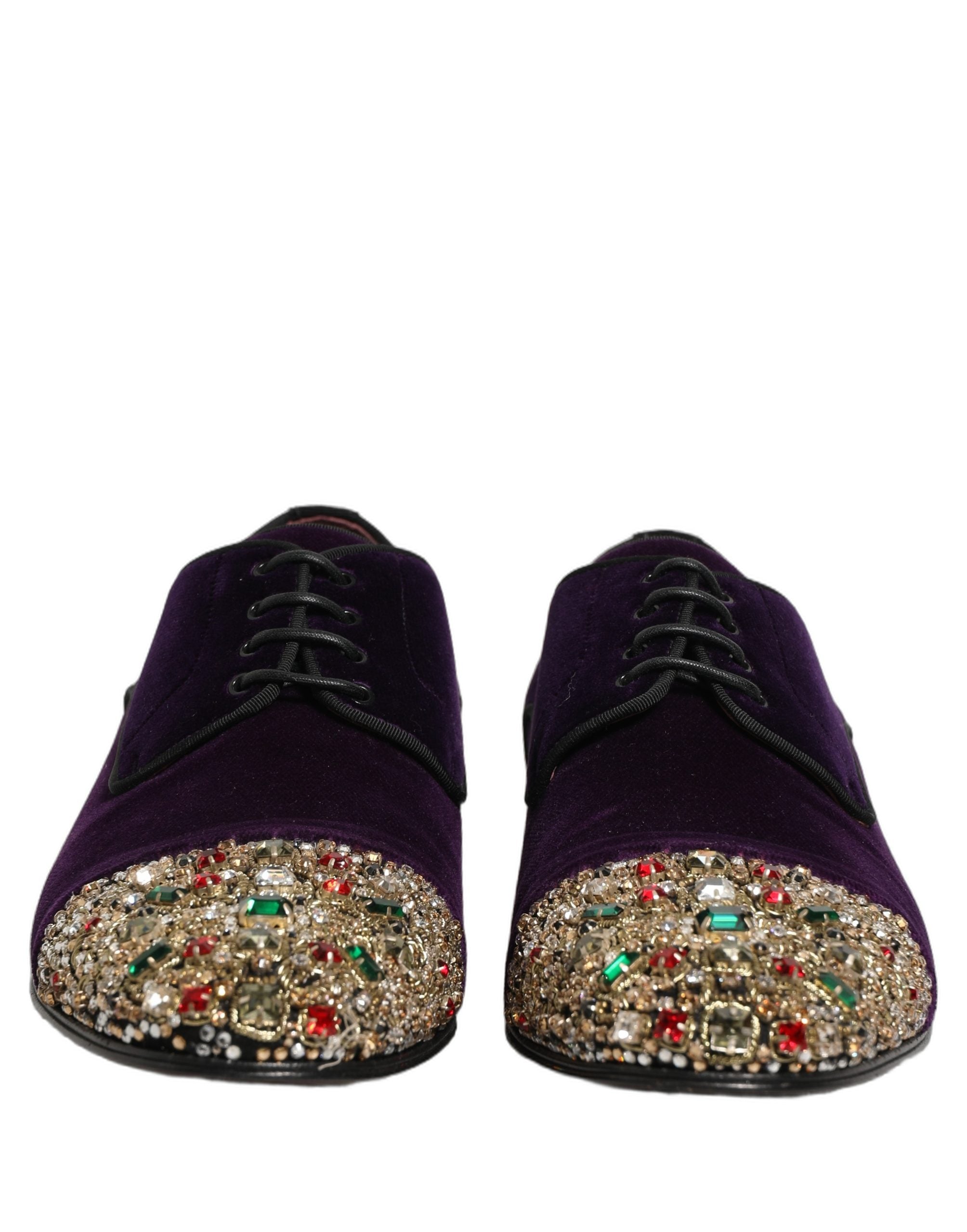 Dolce & Gabbana Violet Suede Embellished Derby Dress Men's Shoes (Pre-Owned)
