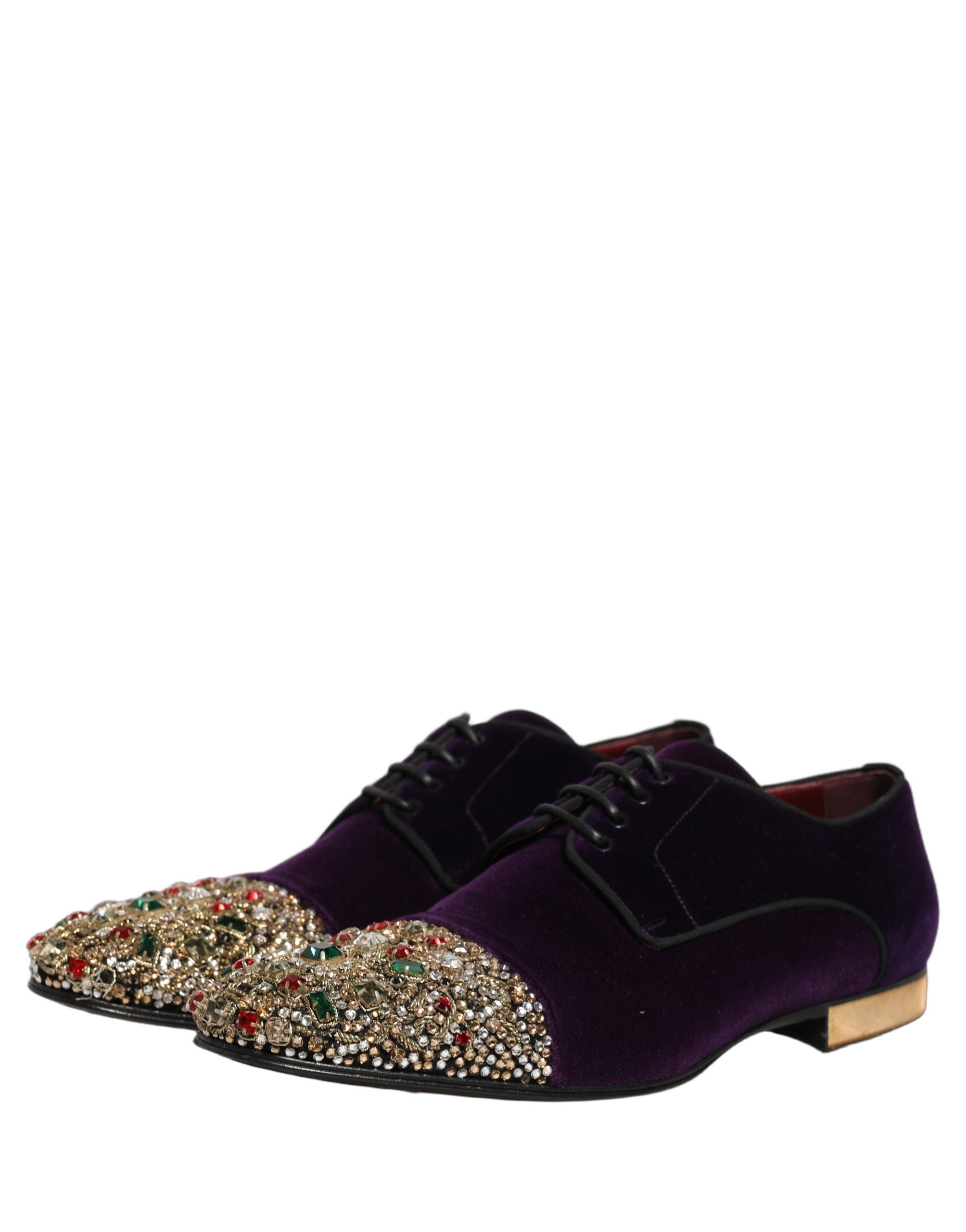 Dolce & Gabbana Violet Suede Embellished Derby Dress Men's Shoes (Pre-Owned)